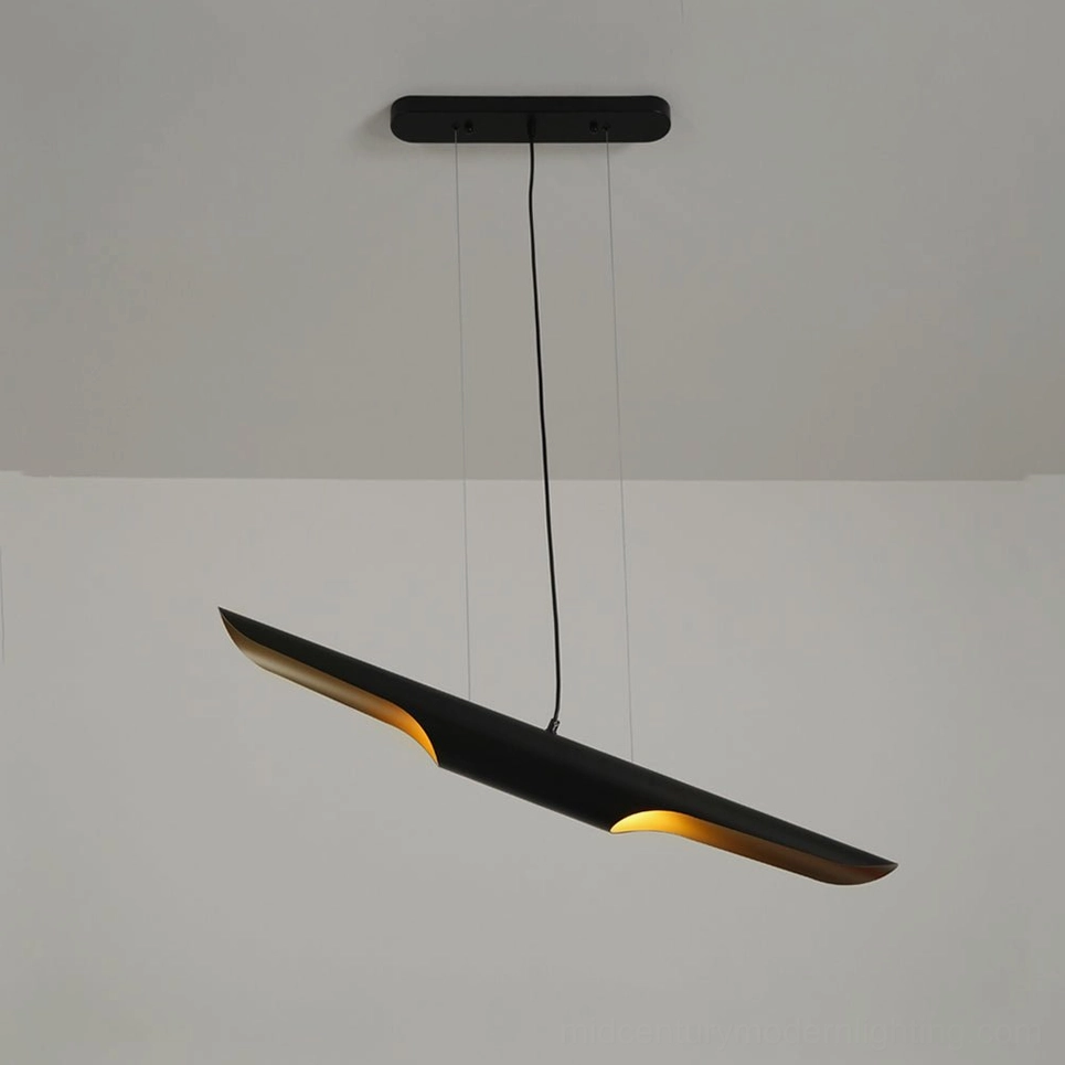 Coltrane linear pendant light compact size L60cm x H6cm suspended from ceiling