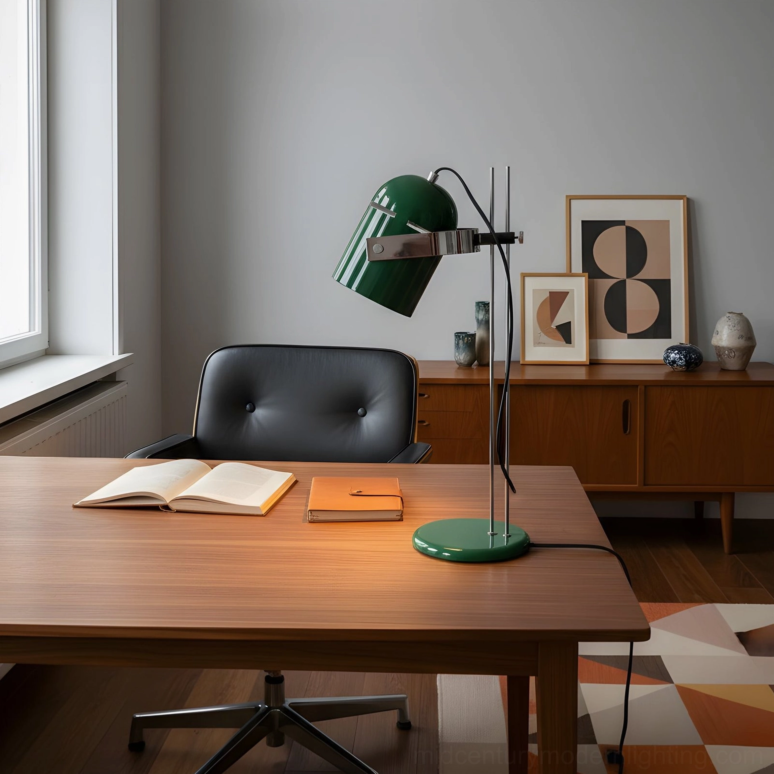 Green Combi adjustable lamp mid-century home office wooden decor