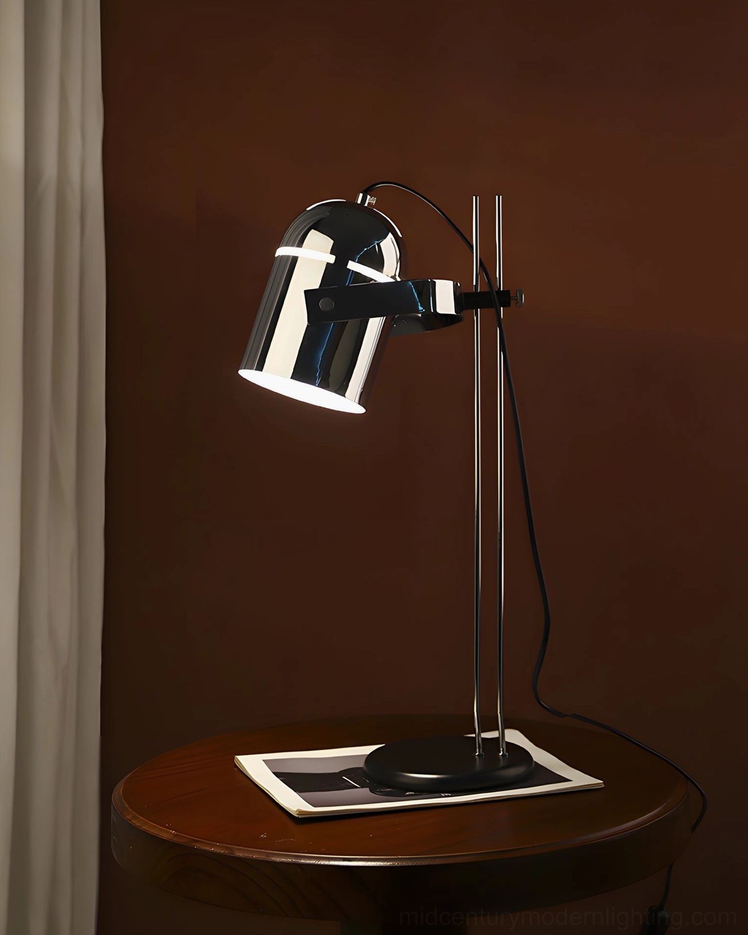 Mid-century modern table lamp minimalist desk setup functionality