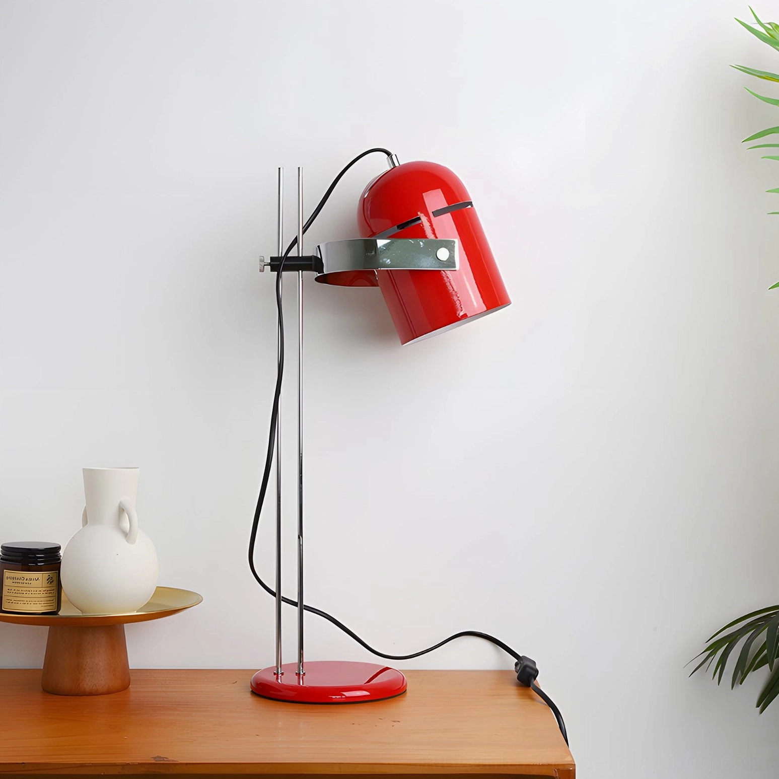 Red Combi table lamp studio wooden base minimalist modern