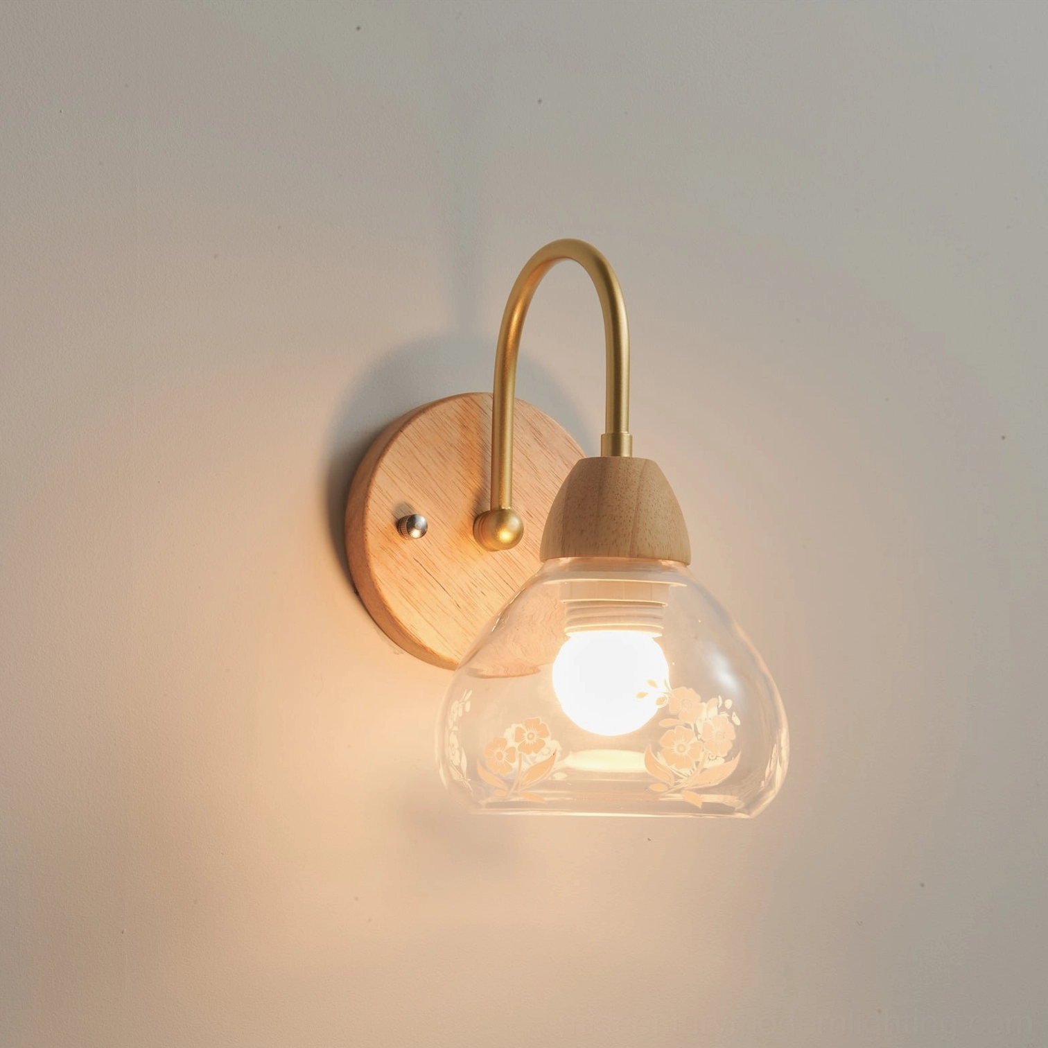 Armed wall sconce complete assembly showing all component details and finishes