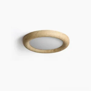 Concise stone ceiling light flush mount with circular minimalist design overhead view
