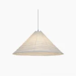 Cone Washi Pendant Light with ribbed rice paper texture on clean white background - modern minimalist design