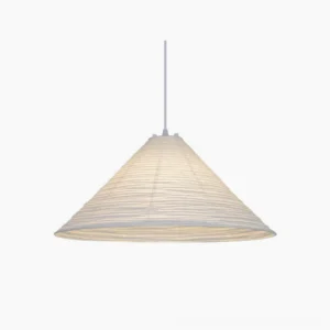 Cone Washi Pendant Light with ribbed rice paper texture on clean white background - modern minimalist design