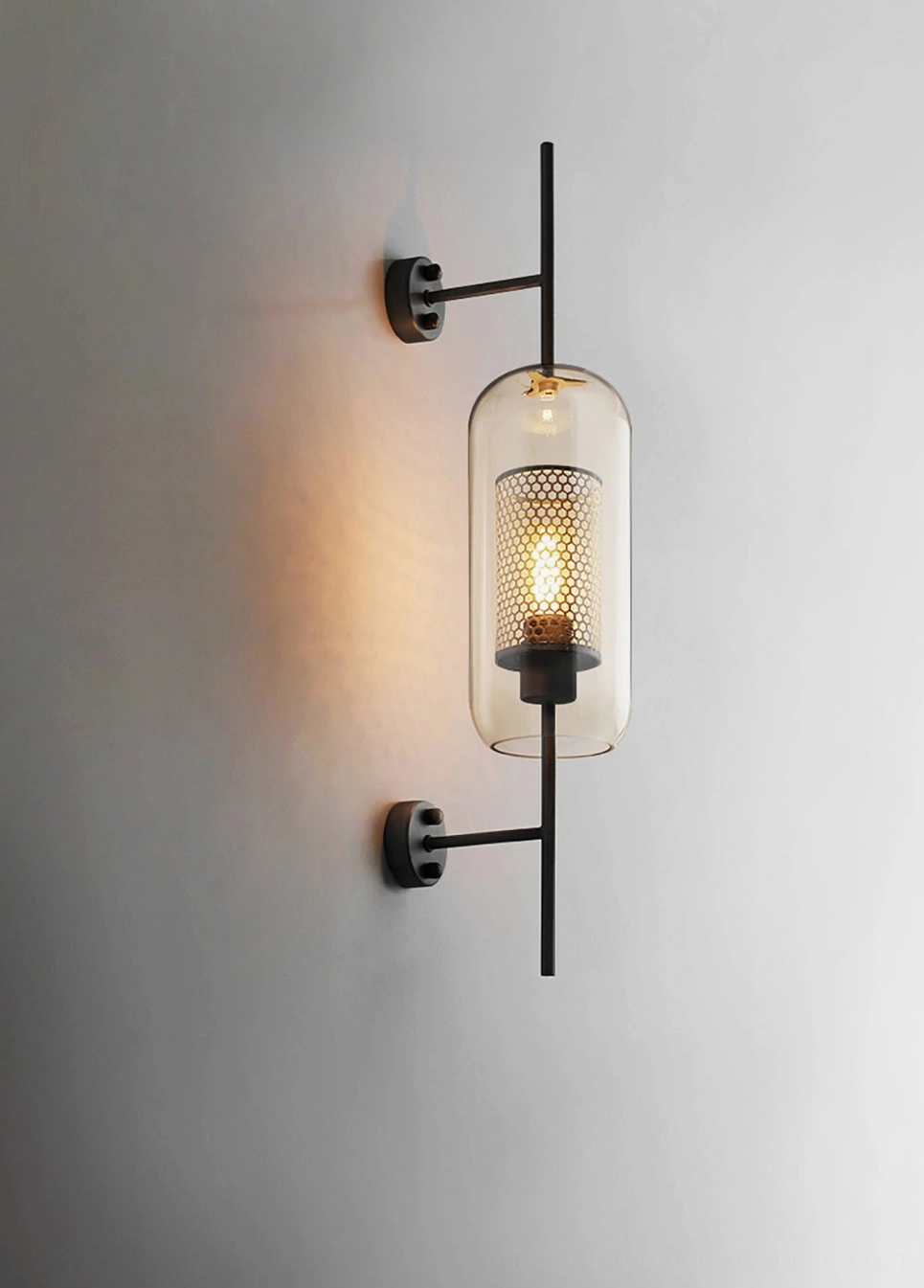 Contemporary glass wall lamp with honeycomb mesh and sculptural design