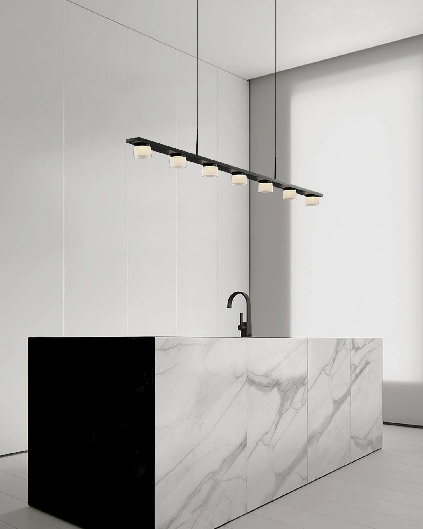 Linear geometric pendant chandelier contemporary interior design modern architectural light