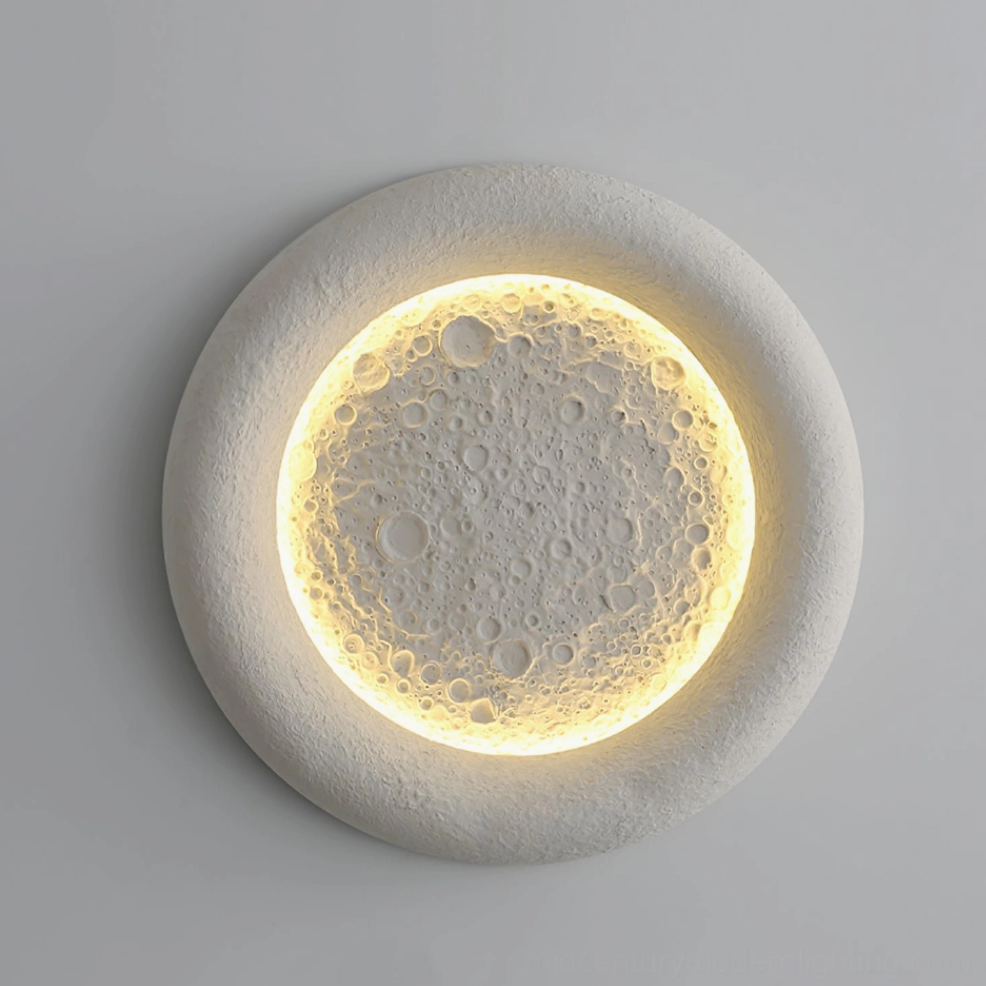 Contemporary moon crater ceiling lamp with full moon texture pattern and warm ring light illumination
