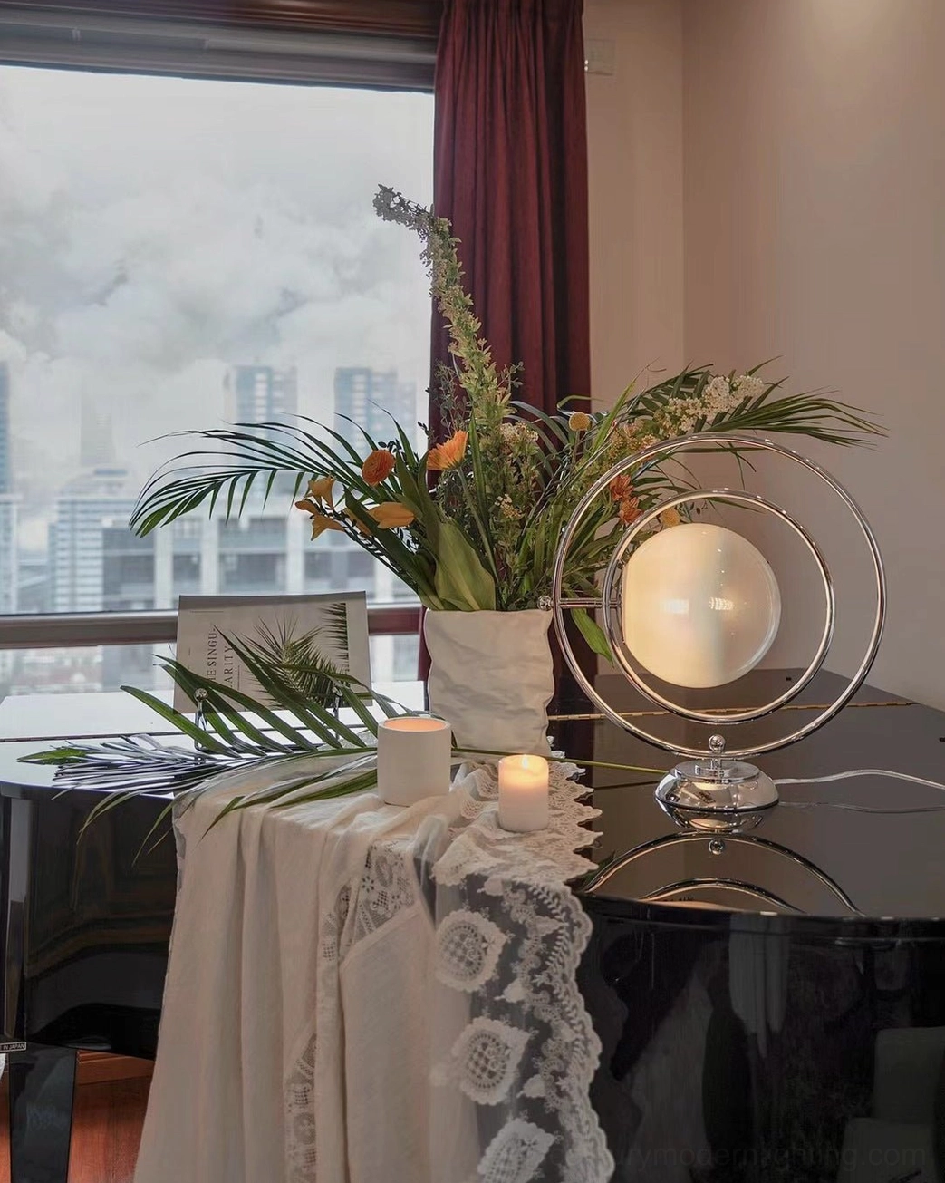 Contemporary planet lamp 360 rotating ring modern interior design accent