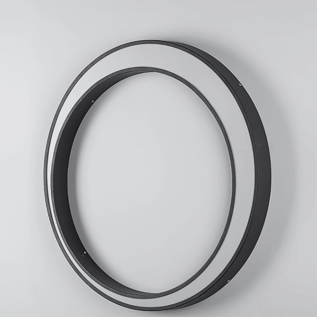 Contemporary moon-inspired circular ring wall lamp architectural showcase on modern facade exterior design