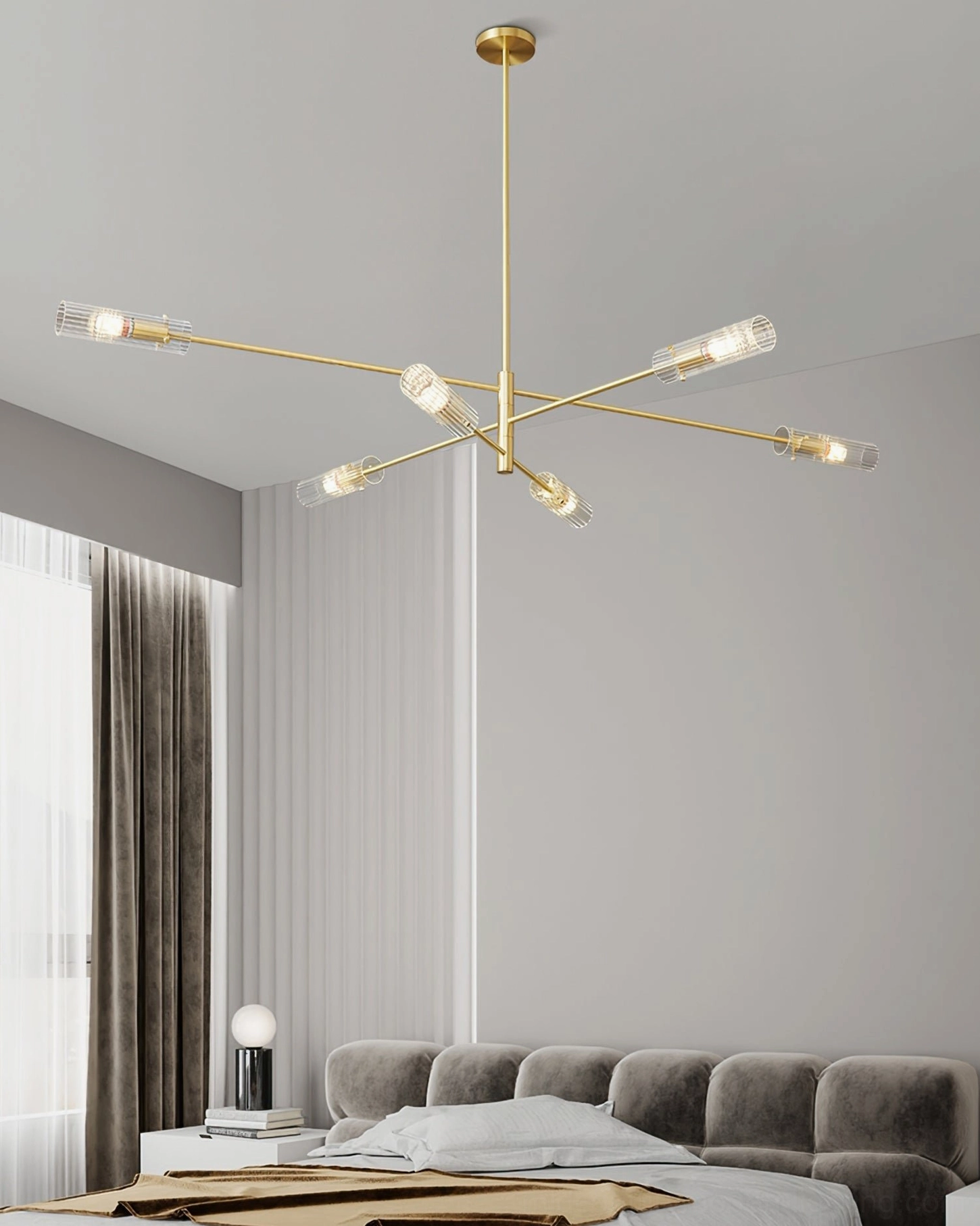 Contemporary sputnik chandelier ceiling mount installation aesthetic view