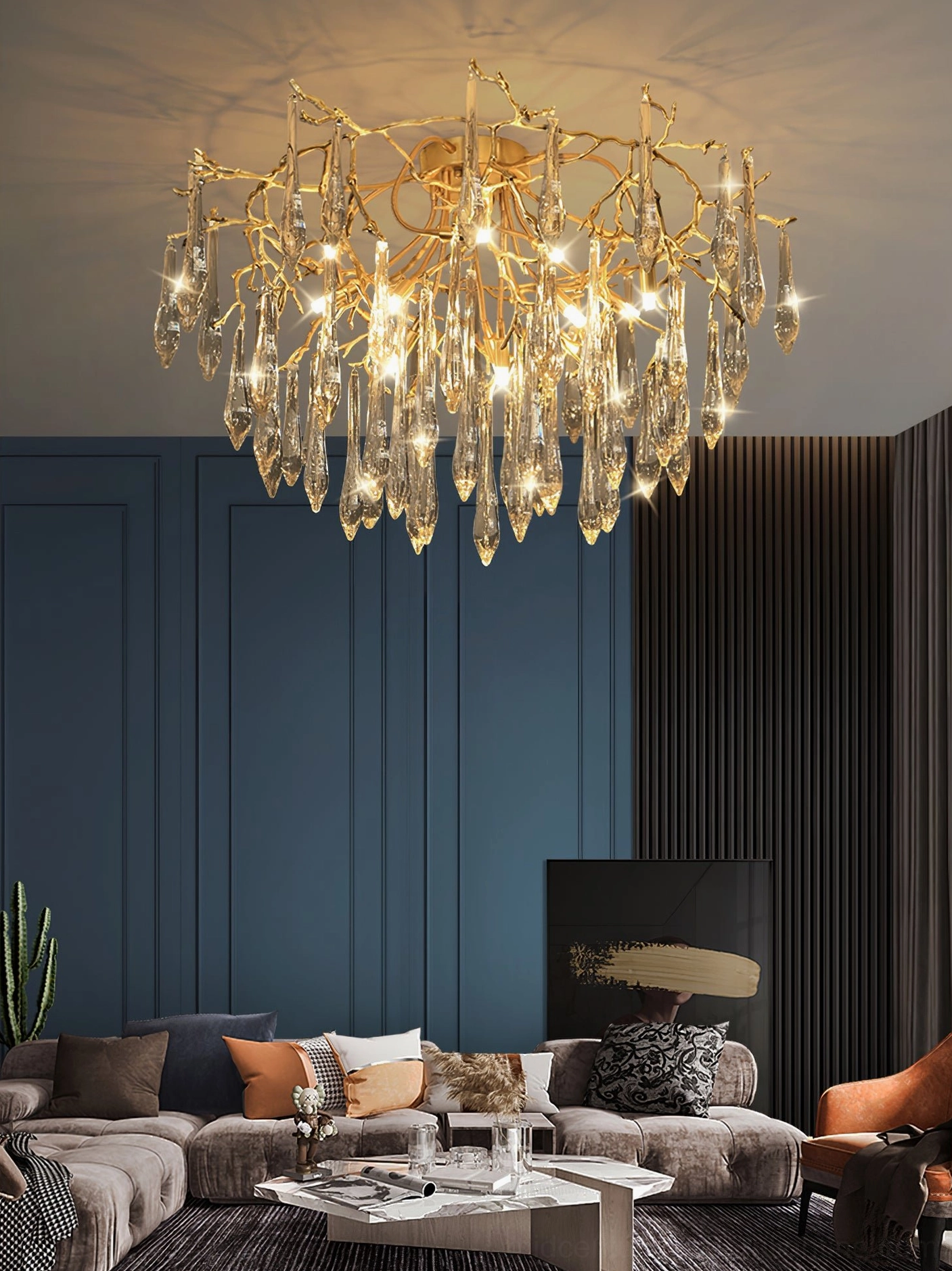 Contemporary teardrop crystal pendant lamp, mid-century modern design style