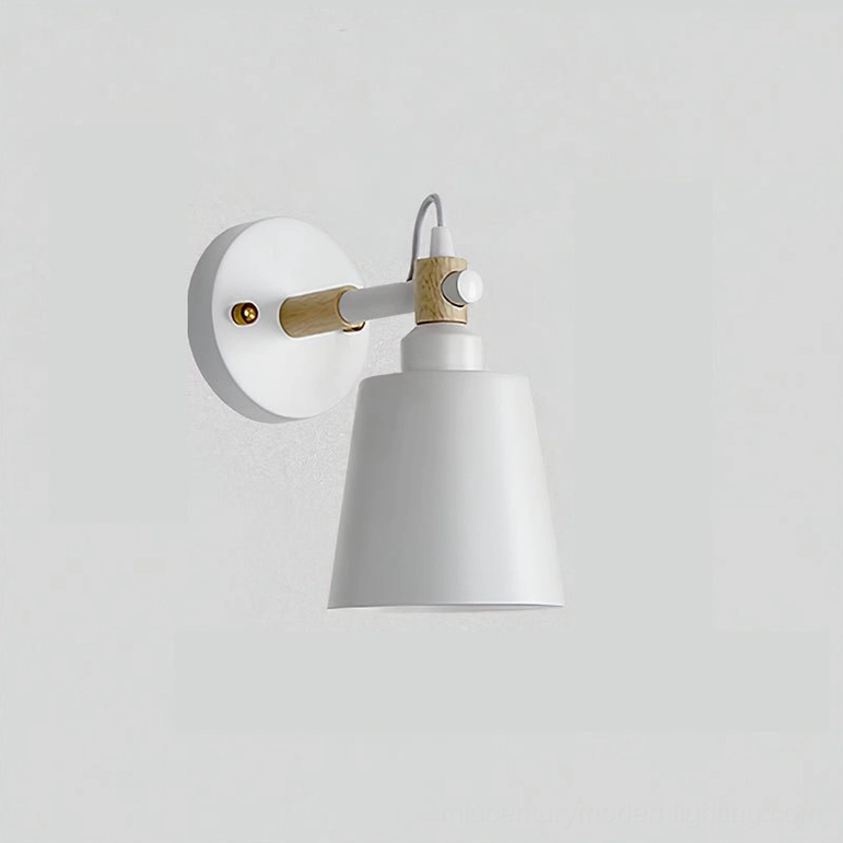 Copita wall lamp in soft grey and natural wood combination displaying contemporary Scandinavian style