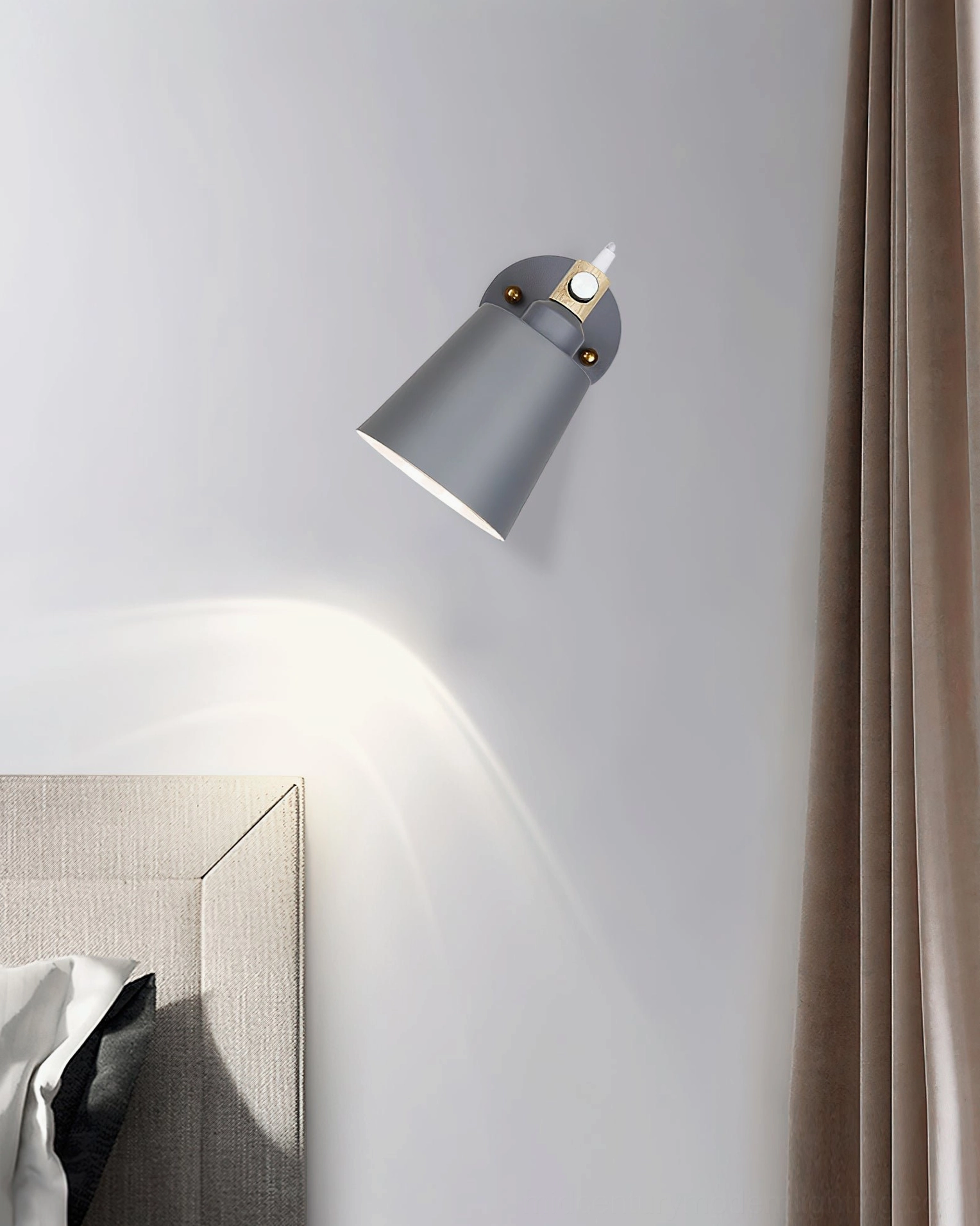 Copita tileable wall lamp side angle view showing matte grey finish and directional shade design