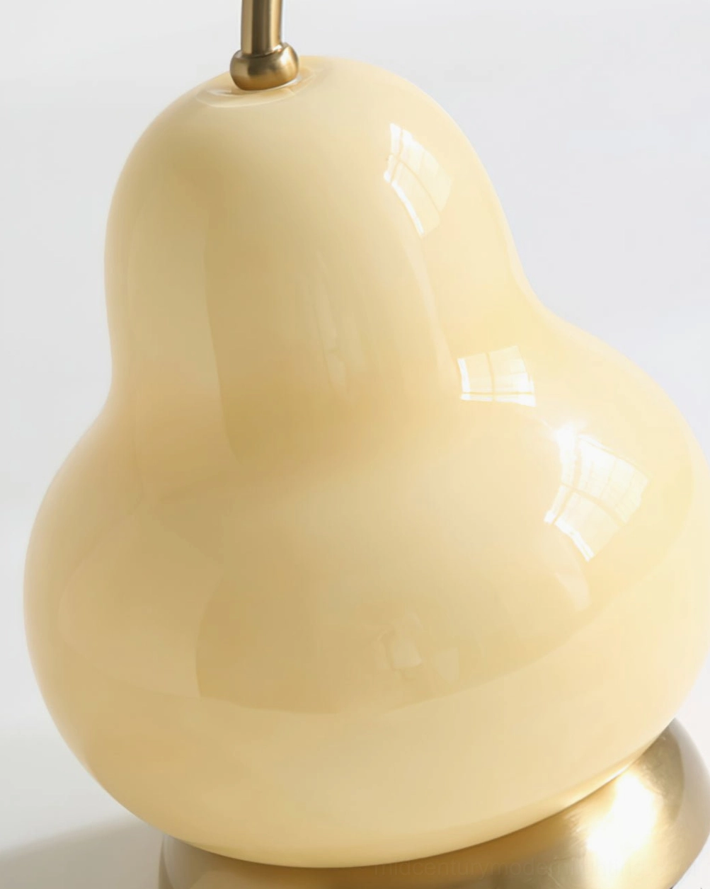 Contemporary cordless pear glass lamp with USB charging, three-quarter angle showing sculptural design and finish detail