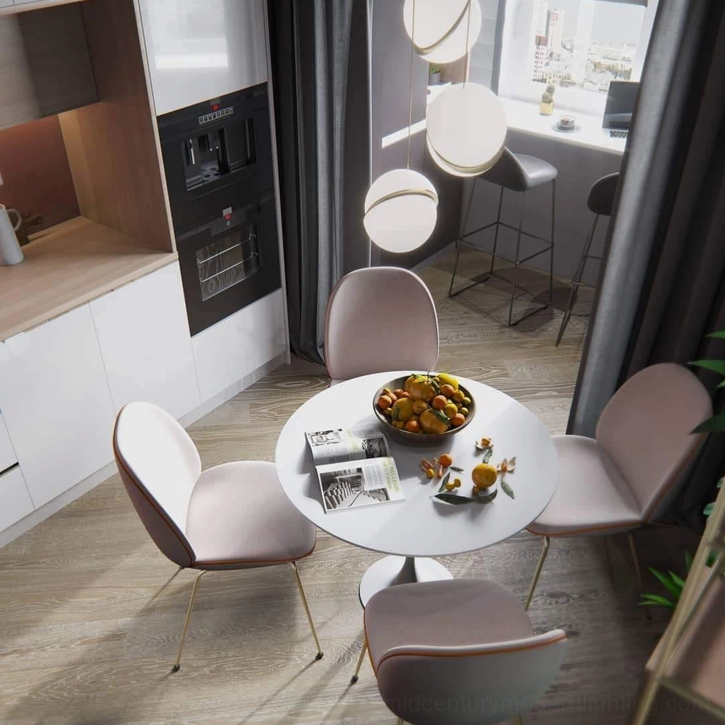 Contemporary crescent pendant light in white and gold for elegant ceiling installation