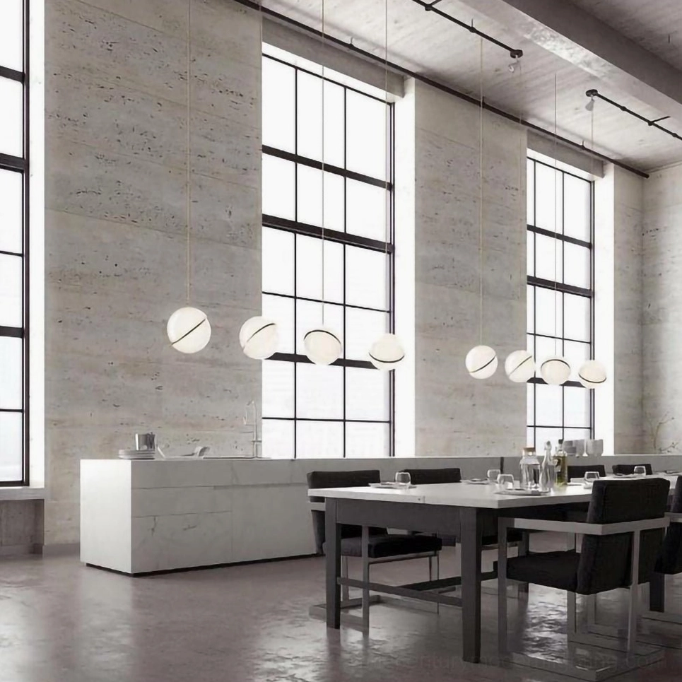 Crescent pendant light size comparison and configuration options for various rooms