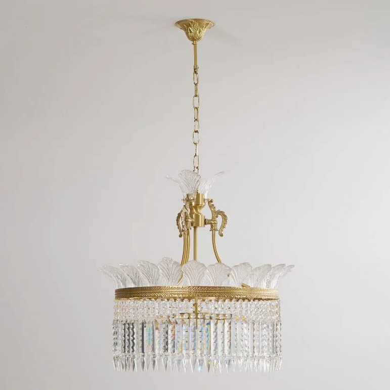 Medium crinoline crystal chandelier 50cm with five pendant glass elements