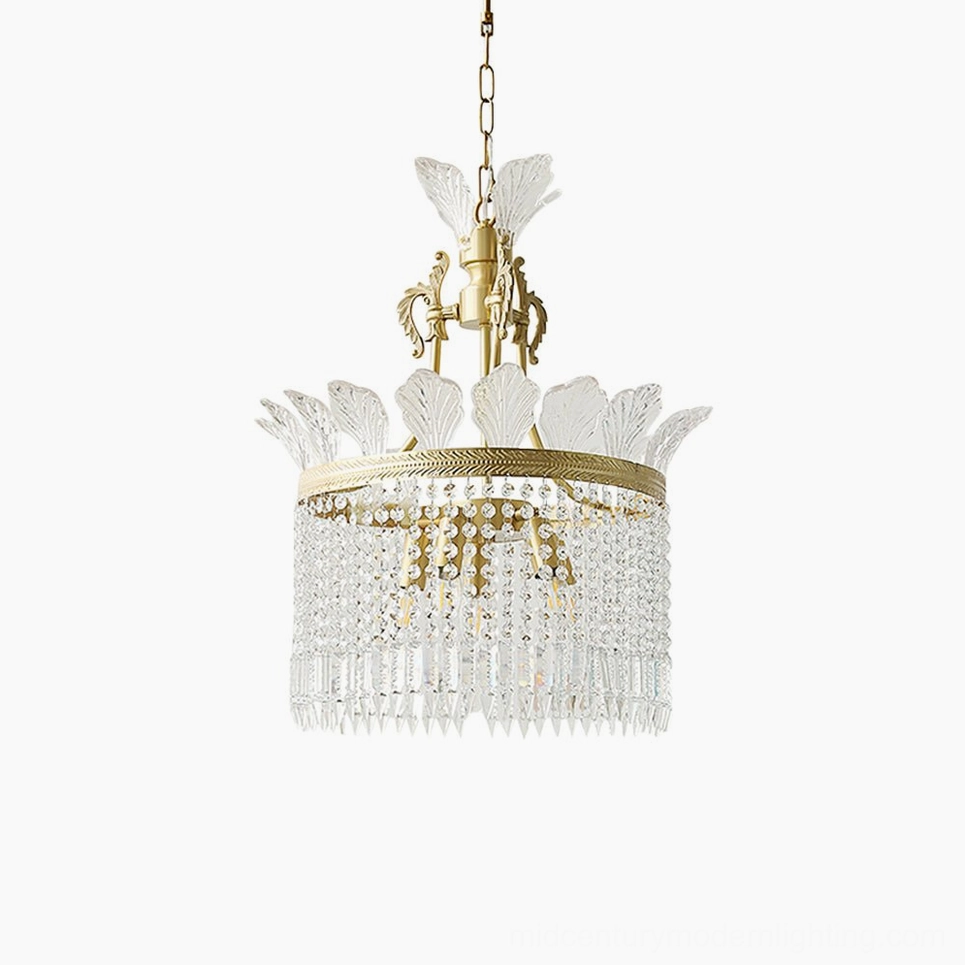 Medium crinoline chandelier with five E14 bulbs in mid-century modern style