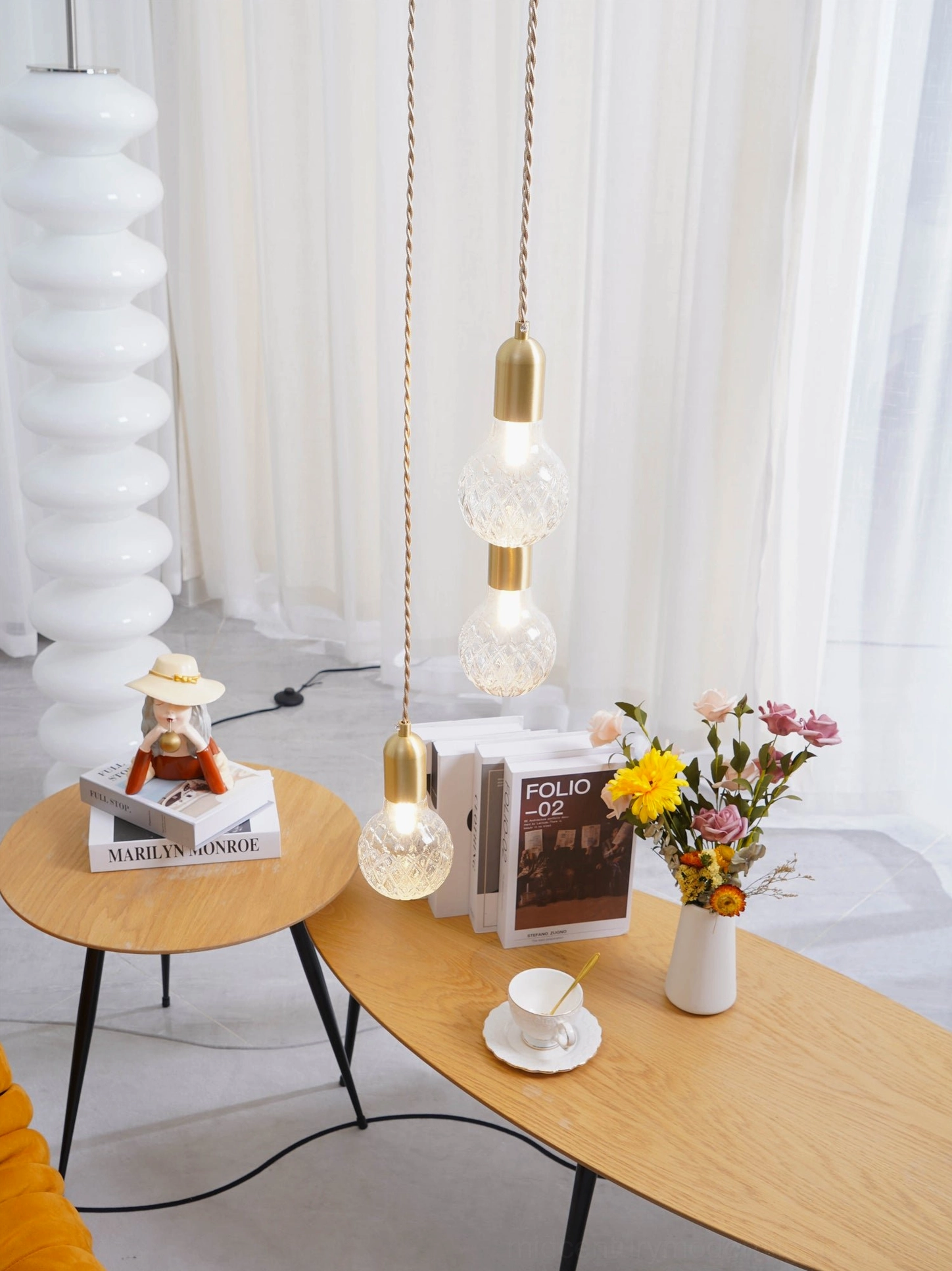 Crystal bulb LED pendant lamp showing modern energy-efficient bulb with traditional crystal shade