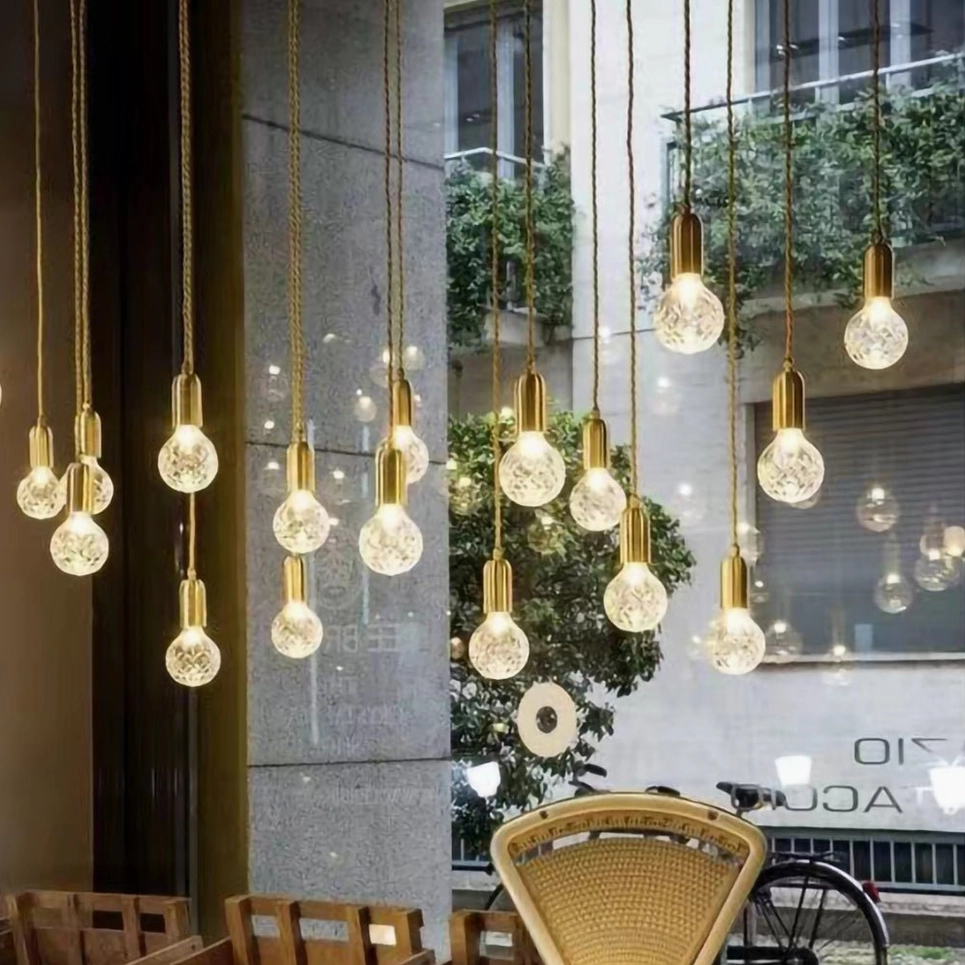 Crystal bulb pendant light with G9 socket compatibility and adjustable hanging length