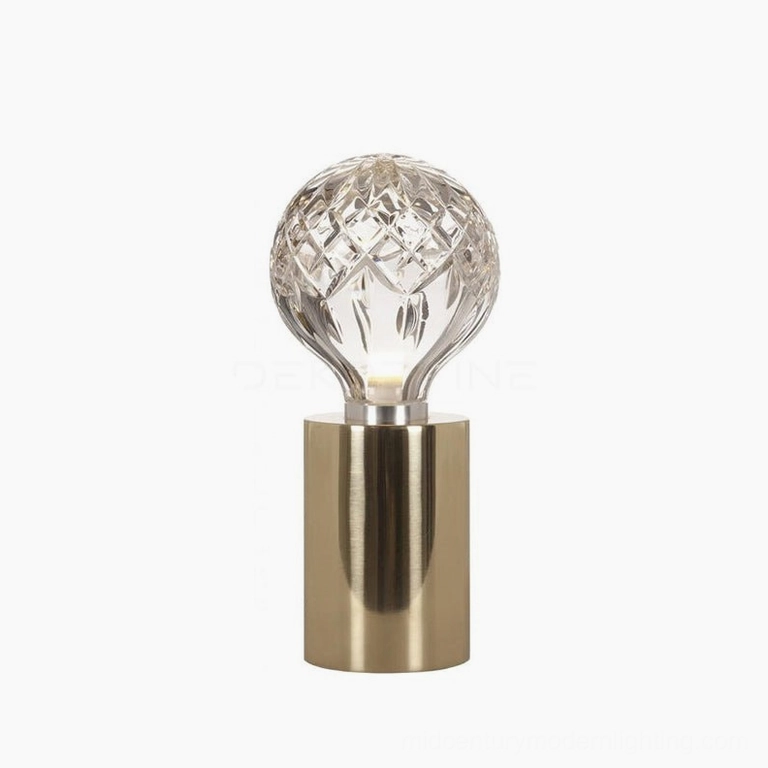 Crystal bulb table lamp with G9 socket compatibility showing versatile bulb options