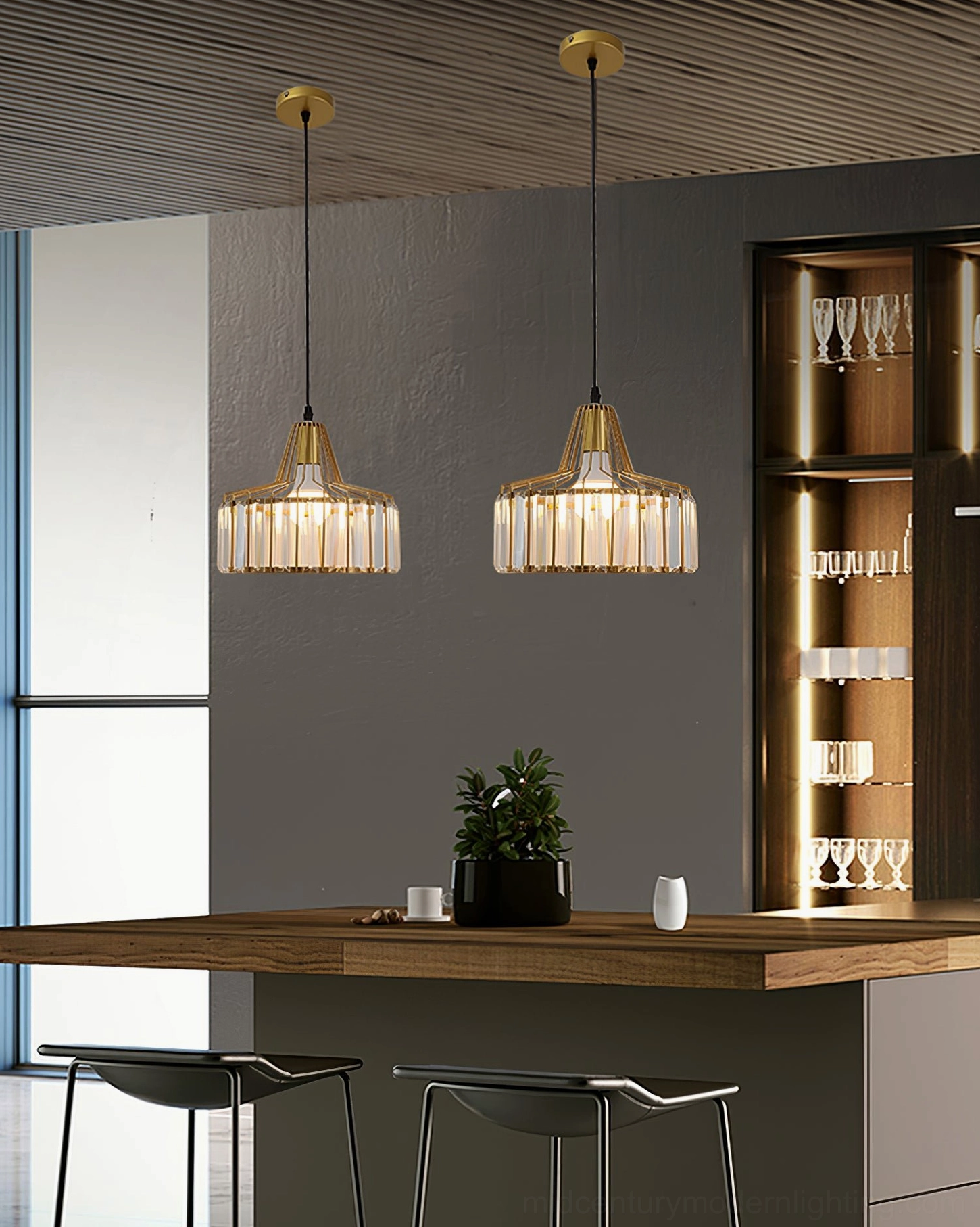 Crystal cage pendant lamp interior fixture showing bulb base type and electrical compatibility