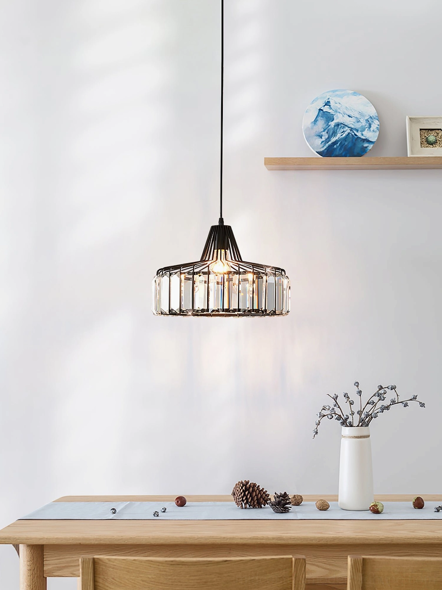 Crystal pendant ceiling lamp with modern design suitable for residential and commercial spaces