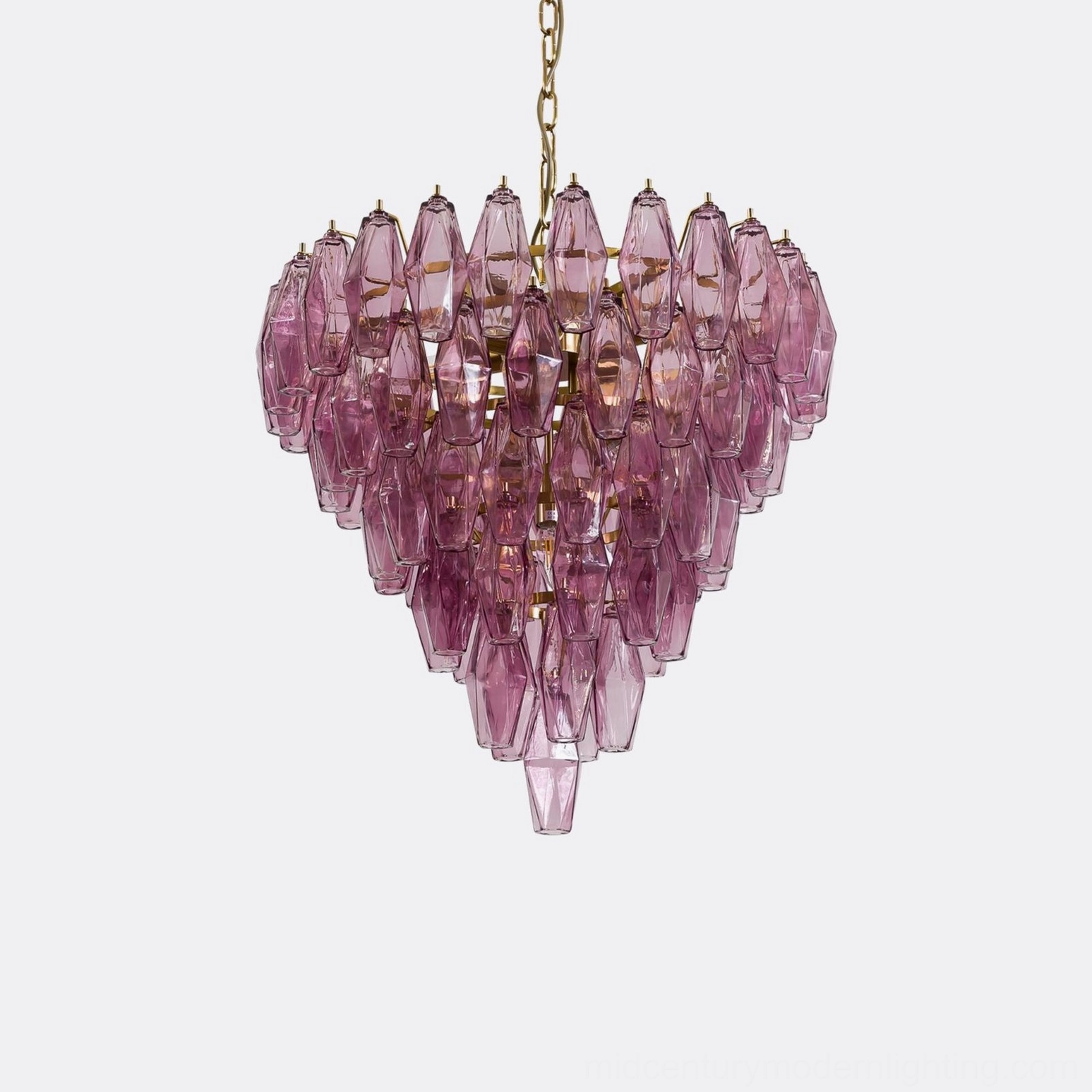 Crystal prism pendant light fixture showing transparency and light diffusion properties
