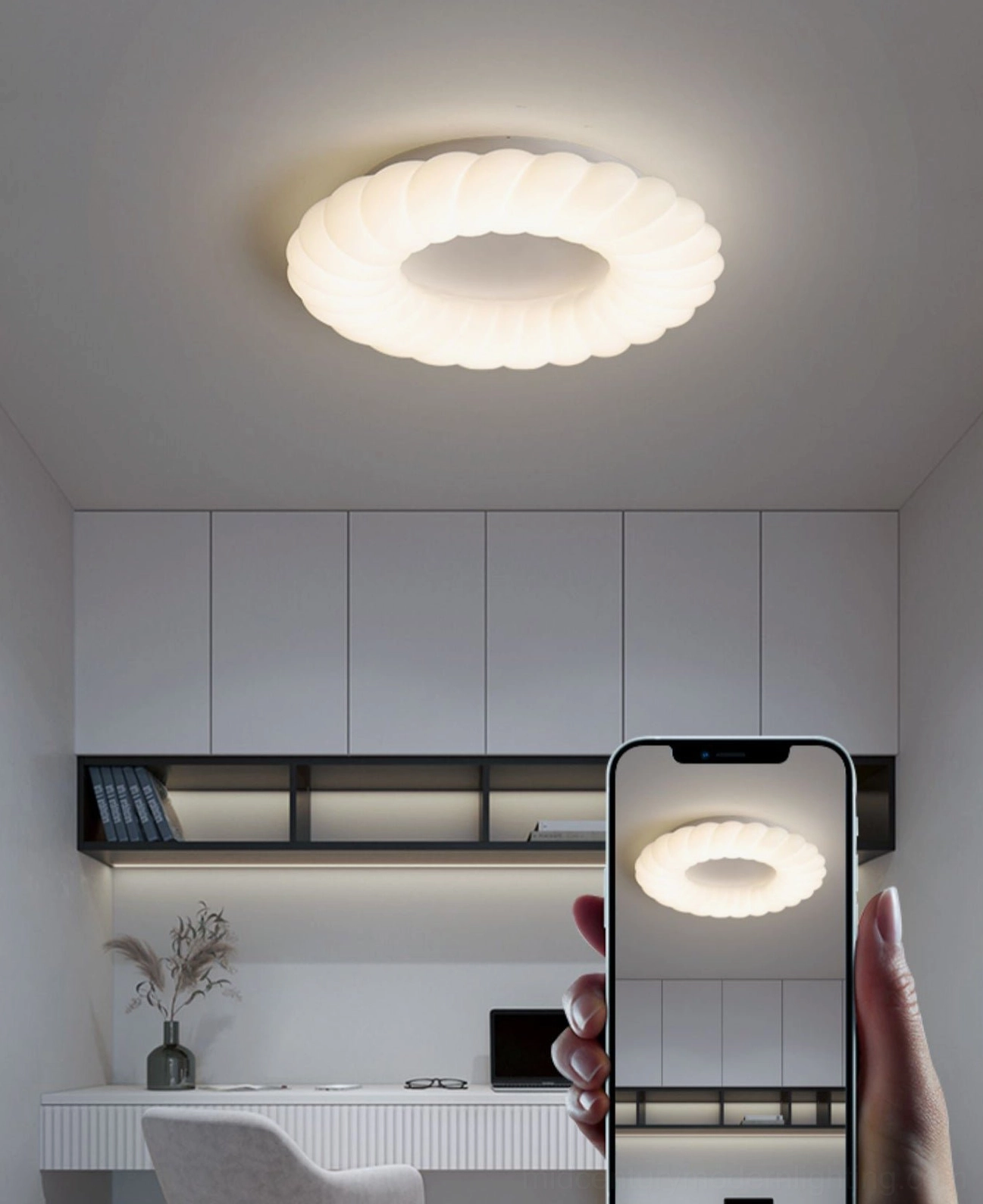 Cumulus contemporary ceiling lighting in modern home office workspace design