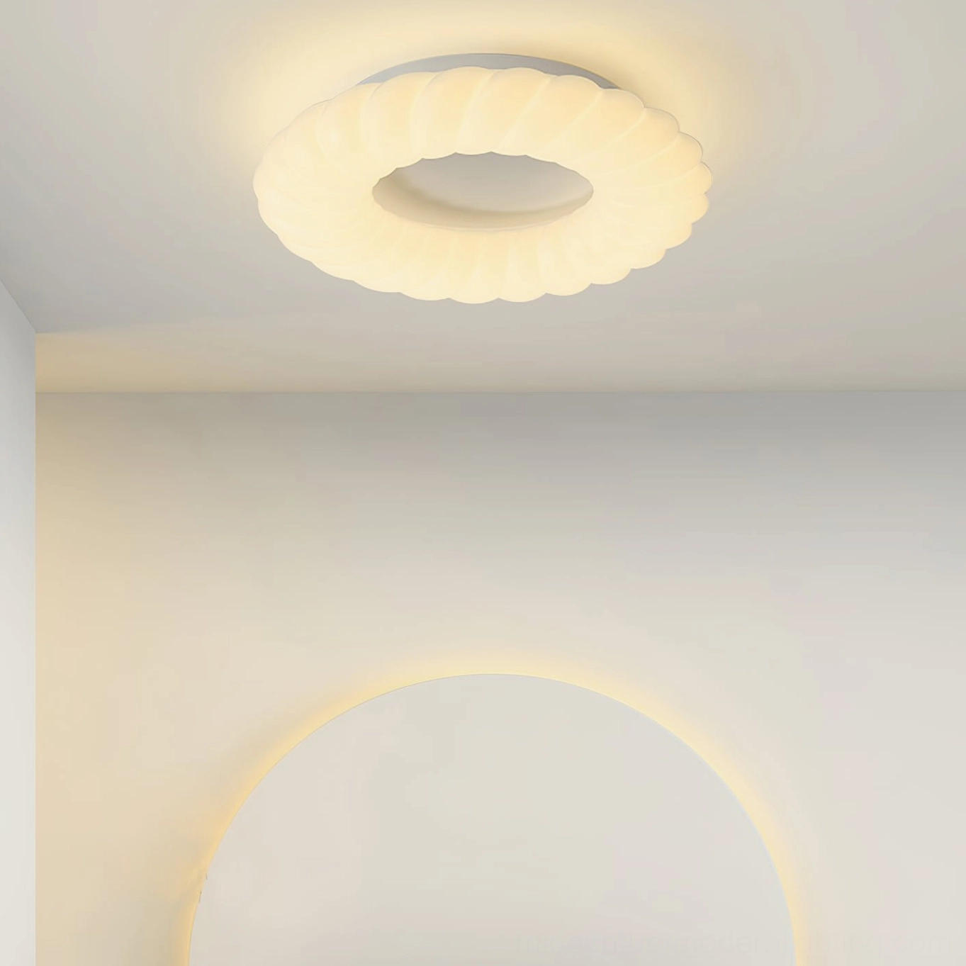 Cumulus ribbed ceiling lamp large size installed overhead in residential interior