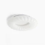 Cumulus modern ceiling lamp overhead studio view showing ribbed torus ring design in white plastic