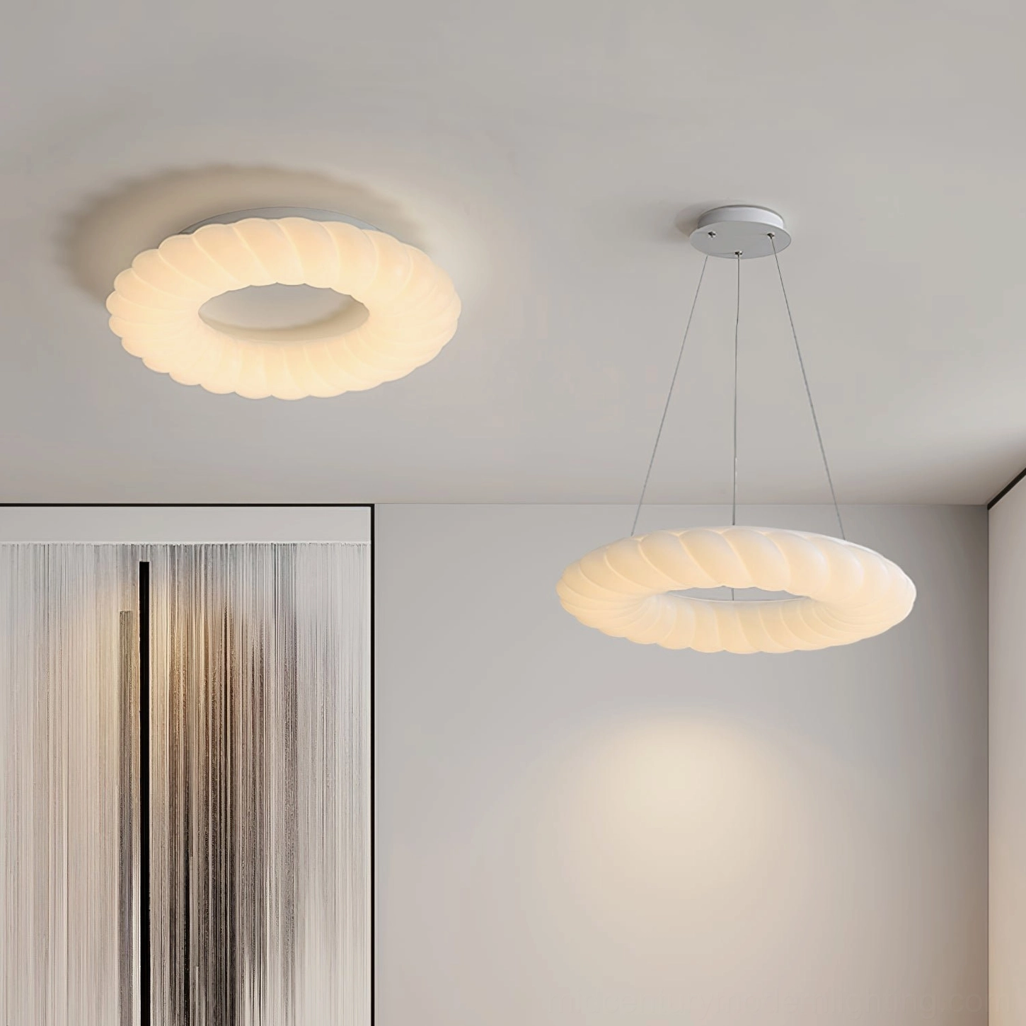 Cumulus modern LED ceiling lamp small size installed in minimalist residential space