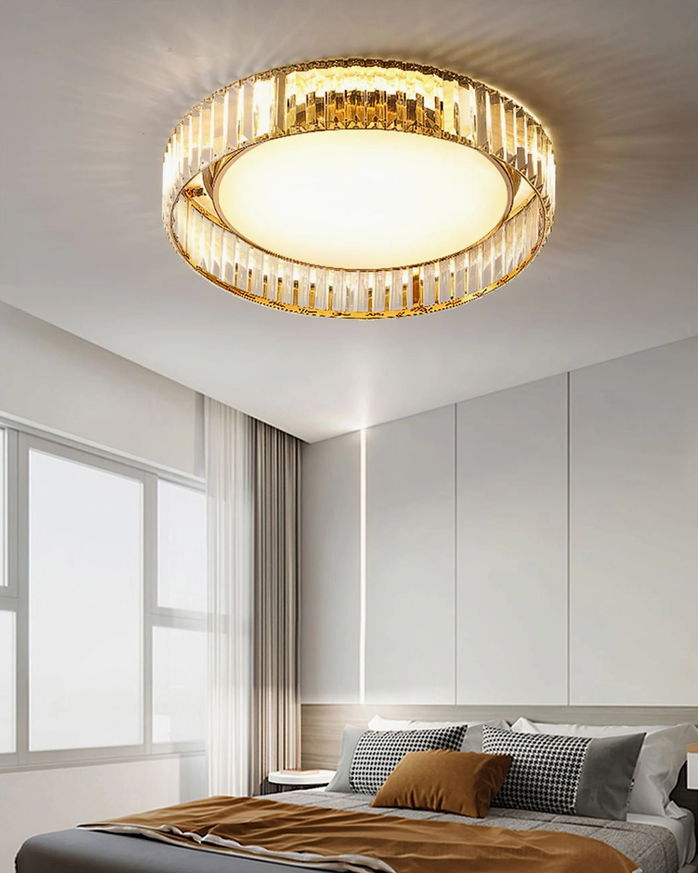 Curzon Crystal Ceiling Light in modern interior - demonstrating warm light color temperature in residential living space