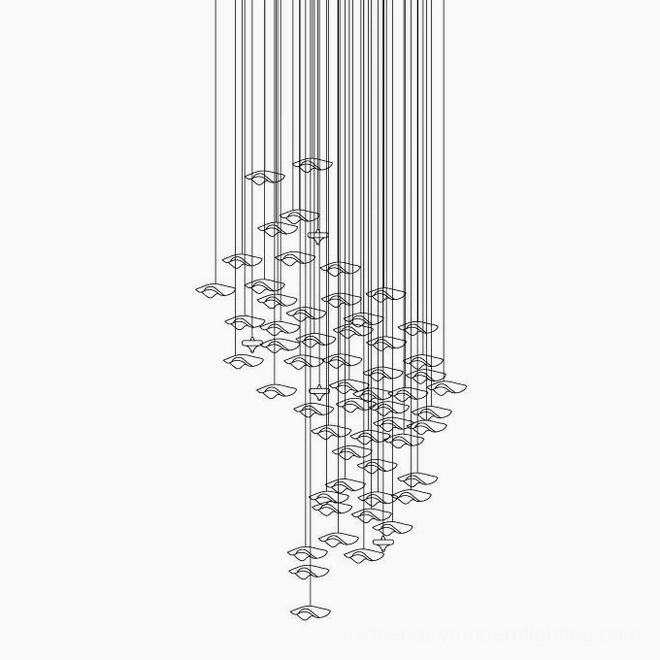 Custom wire length fluid glass chandelier adjustable suspension modern installation
