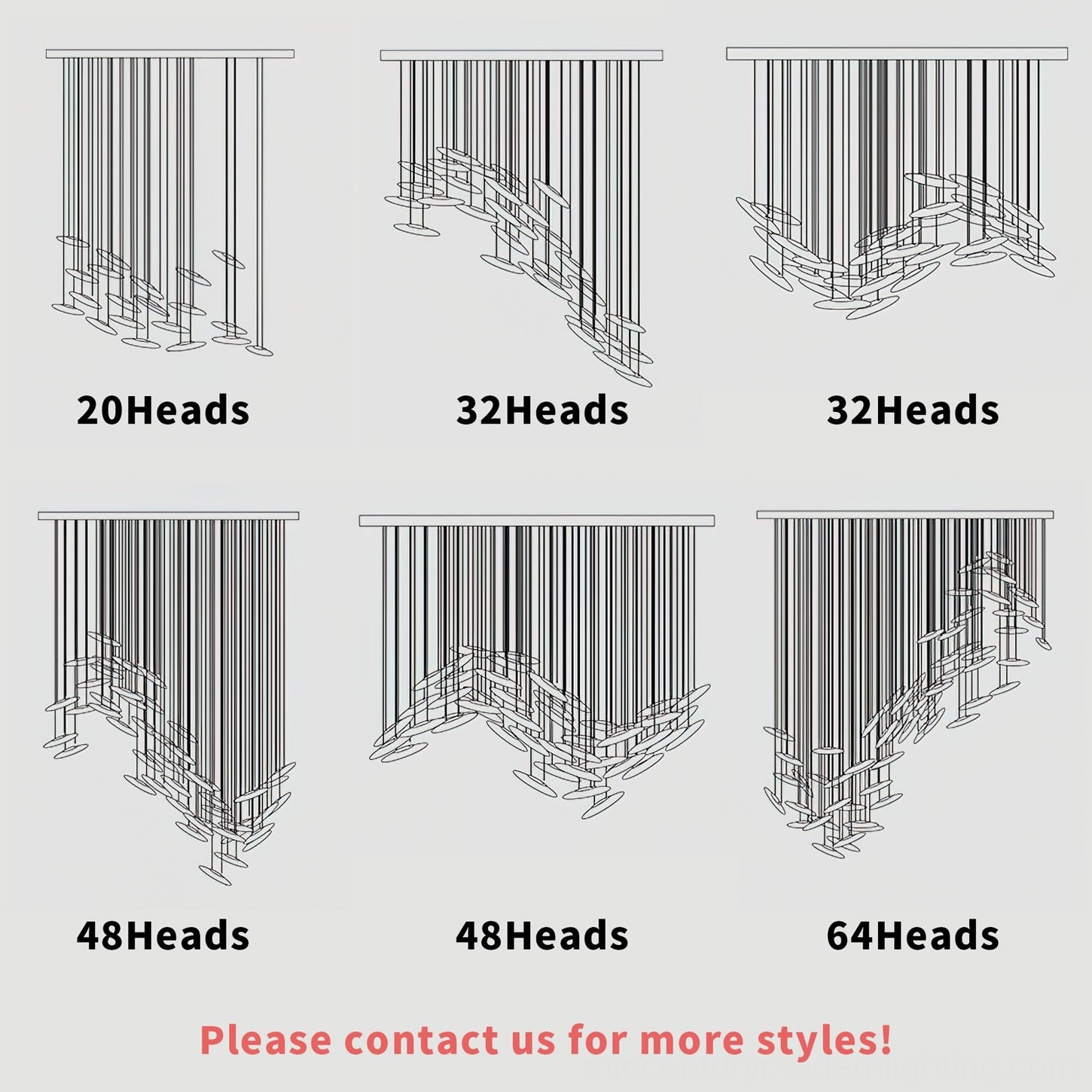 Customizable glass chandelier showing flexible pendant arrangement and modular design concept