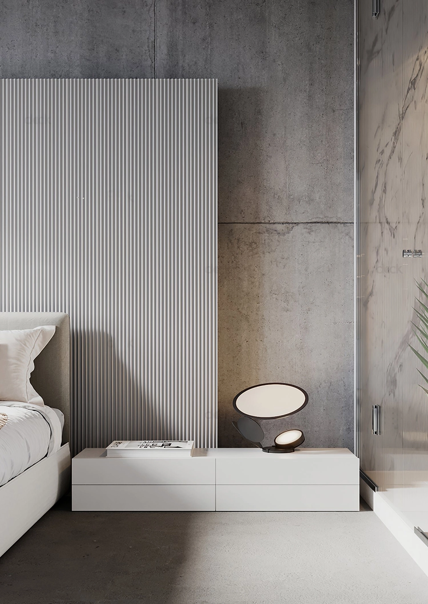 Minimalist Cut table lamp with precision-folded laser-cut panels creating geometric sculptural lighting