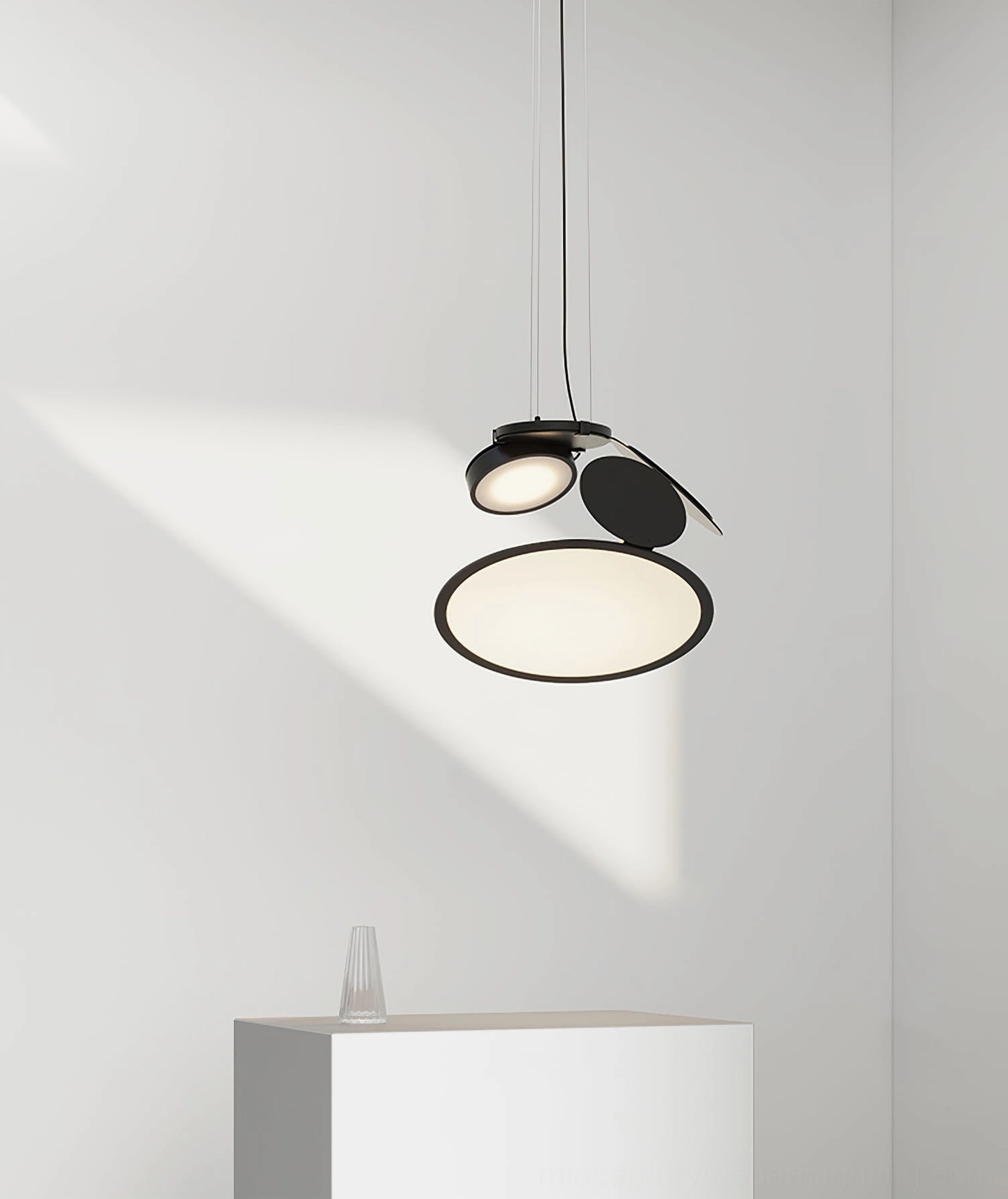 Cut pendant lamp modern simple dining room white cabinetry minimalist