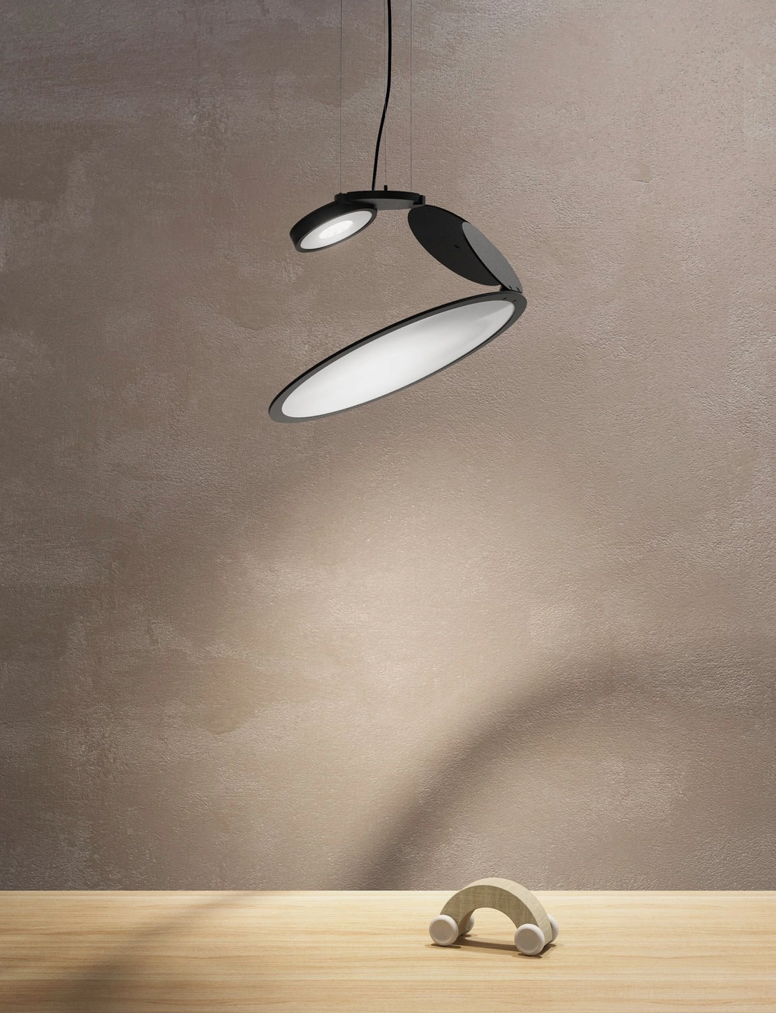 Cut pendant lamp geometric architectural design black matte finish detail