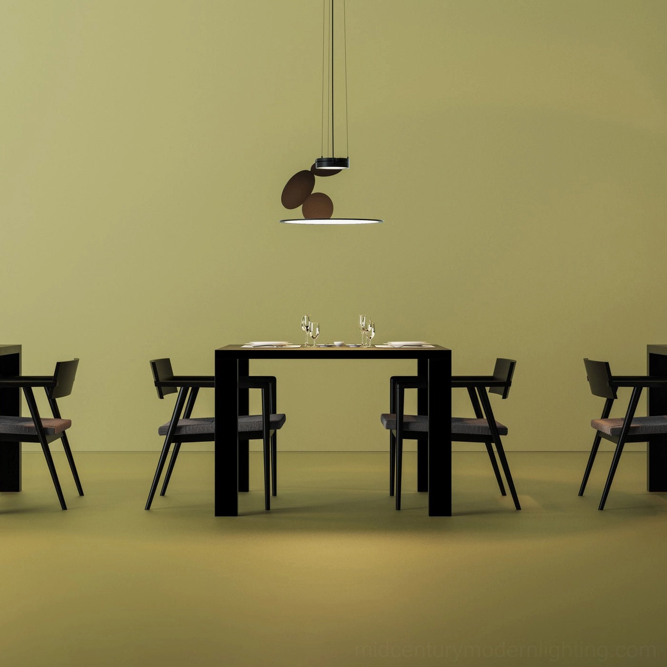 Cut pendant lamp contemporary interior mid-century modern styling