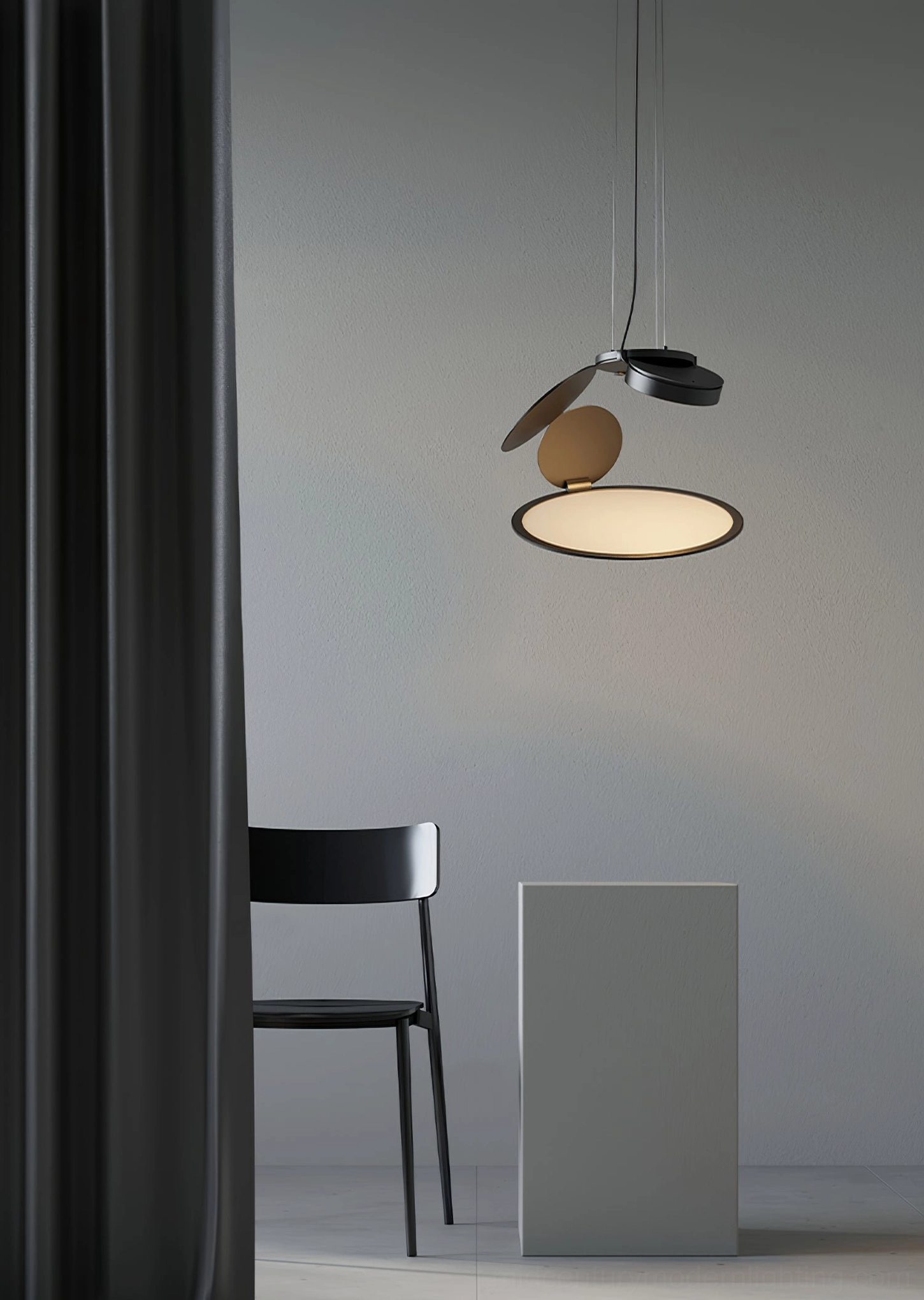 Cut pendant lamp two-tone disc warm minimalist corner room home decor