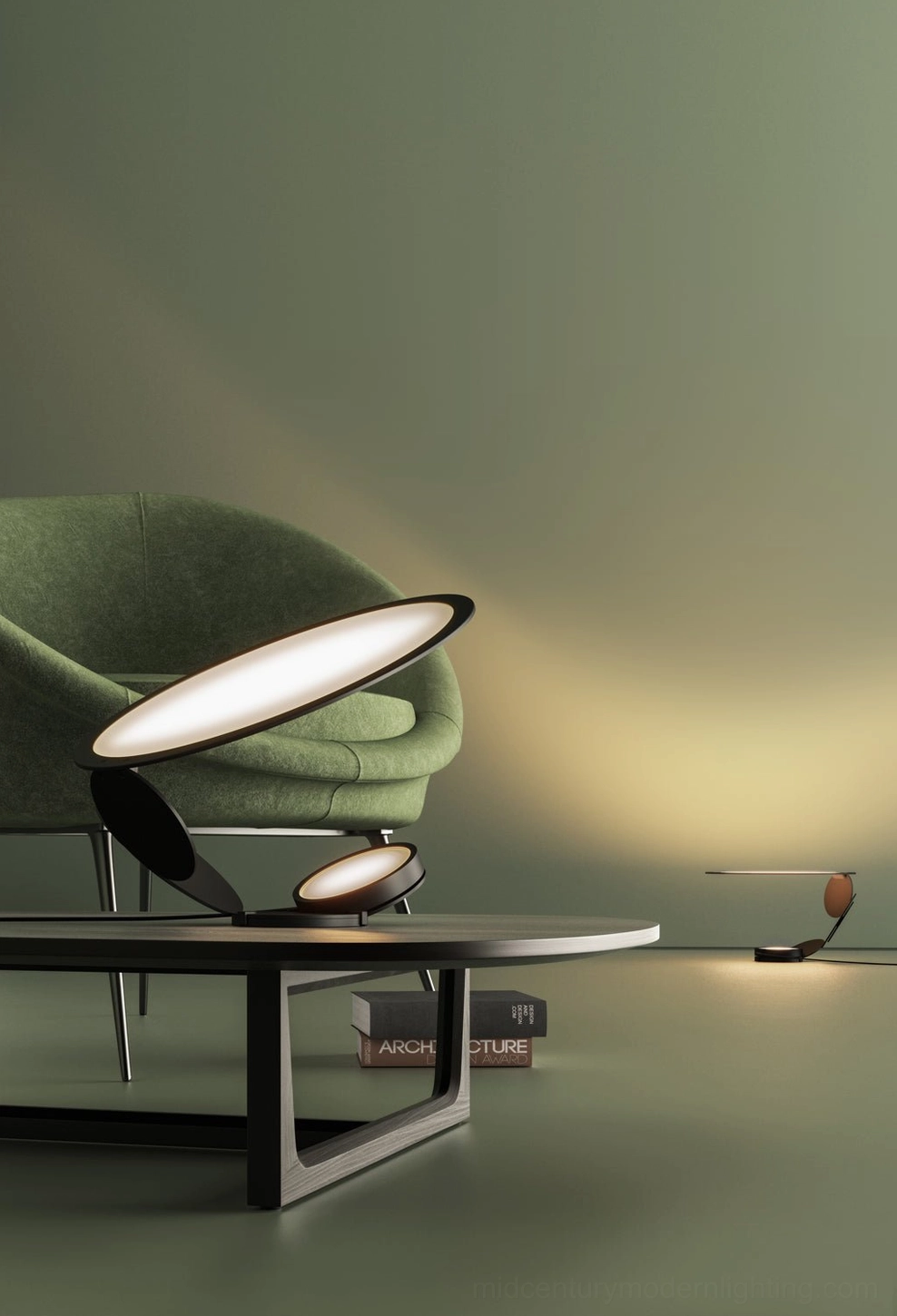 Cut geometric modern table lamp in matte black with cool white LED light for contemporary home office