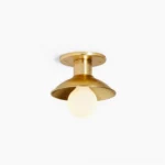 Dakota satin brass semi-flush ceiling lamp full front view minimalist modern design