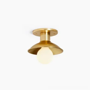 Dakota satin brass semi-flush ceiling lamp full front view minimalist modern design
