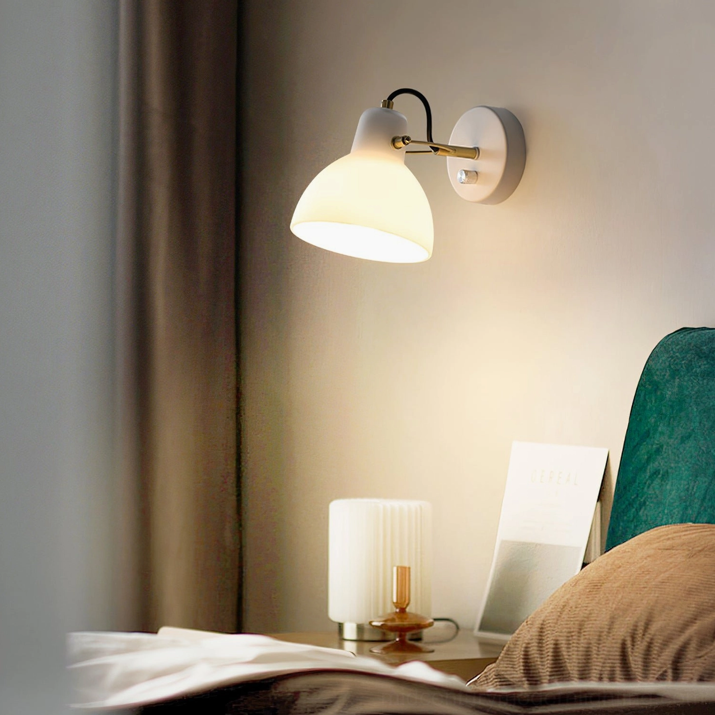 Mid-century modern wall light fixture featuring braided cord and minimalist design for clean interiors