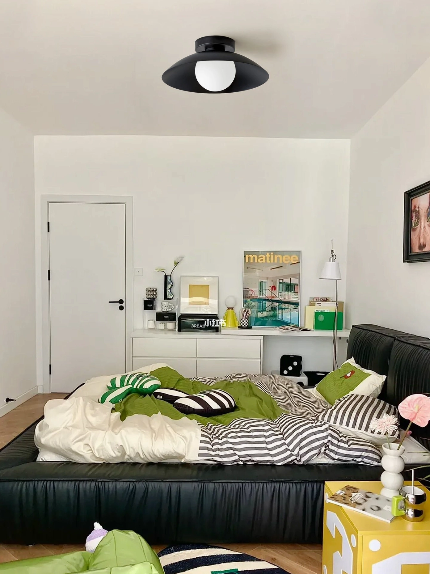 Danoise black ceiling lamp bedroom study apartment minimalist metal shade eclectic modern decor