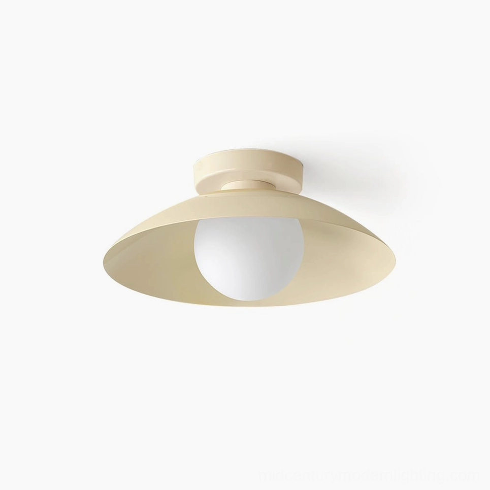 Danoise cream flush mount ceiling lamp minimalist Nordic design white glass diffuser front view