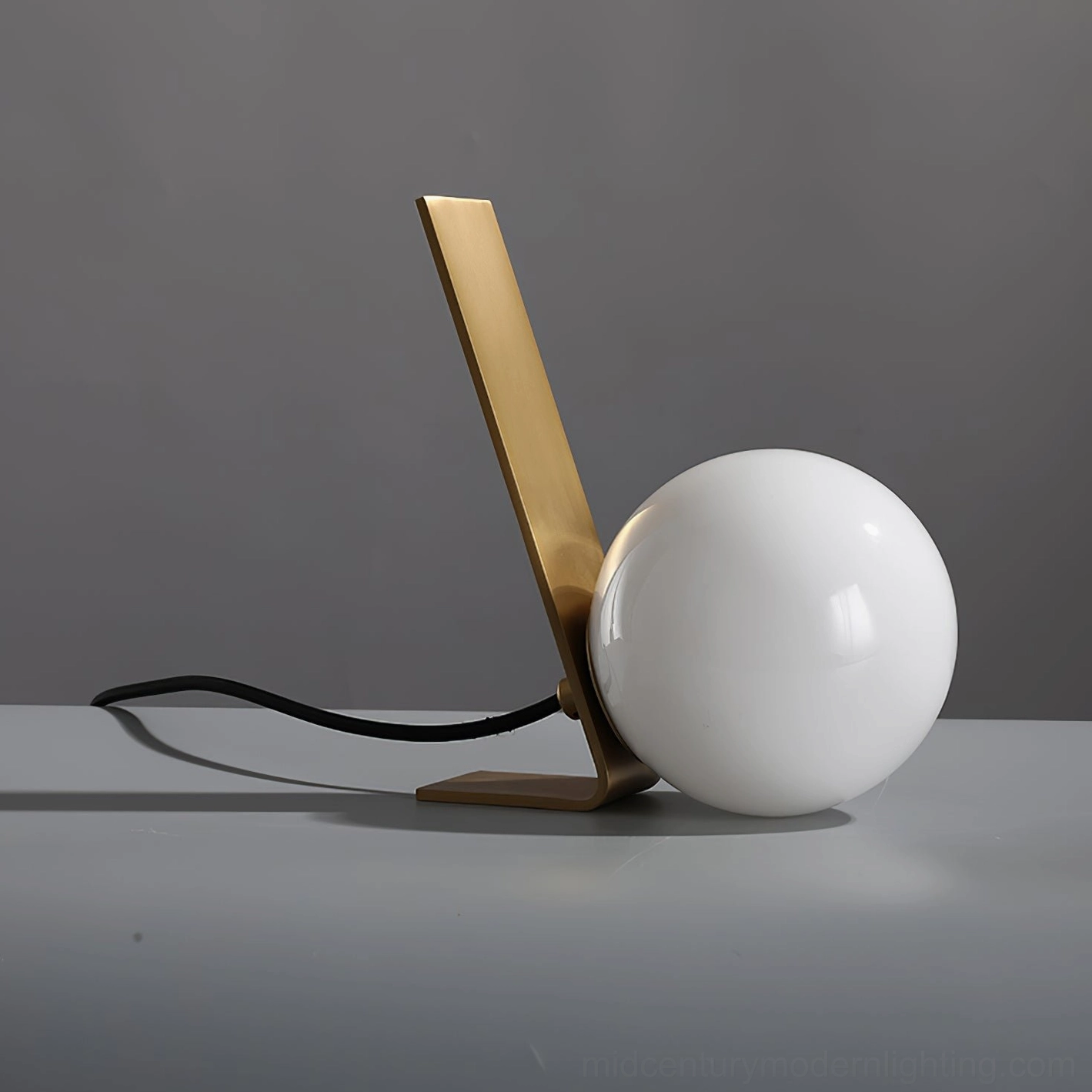 Daphne satin brass table lamp in alternative styling, polished brass frame detail