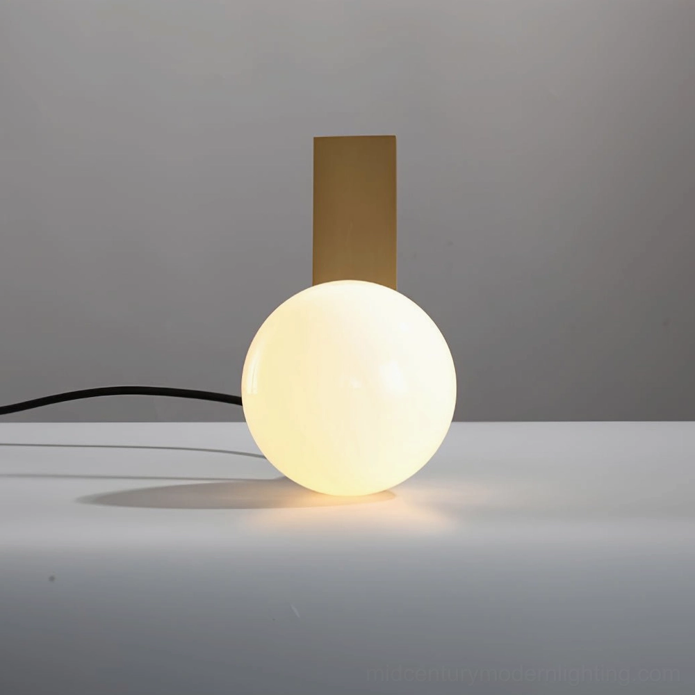 Daphne frosted glass table lamp, mid-century modern design aesthetic detail shot