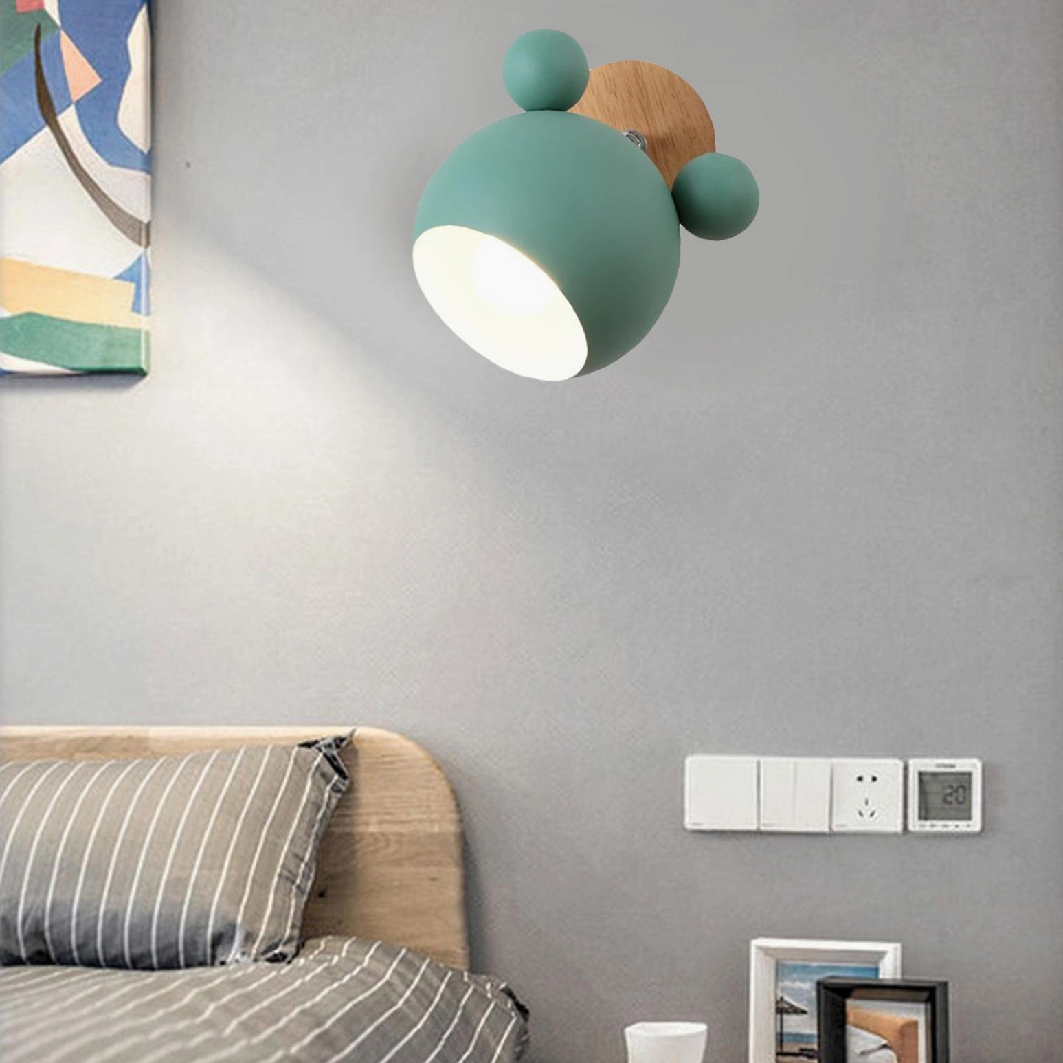 Dark gray mouse wall lamp Nordic style modern home office task lighting setup
