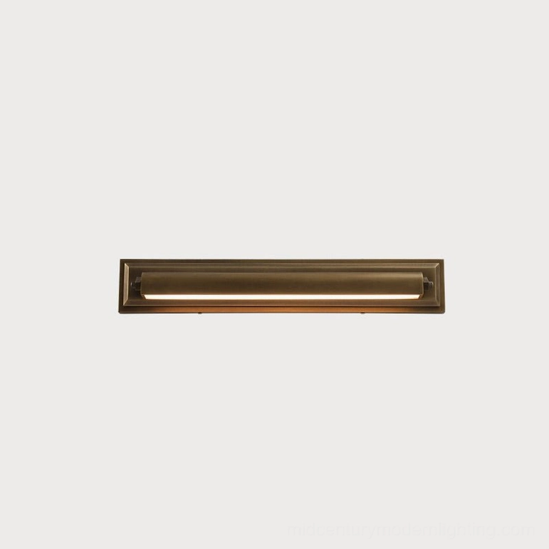 Davenport tiered wall sconce medium size variant, aged bronze finish showing layered frame and integrated warm white LED